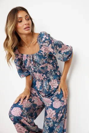 Agnette Jumpsuit - Steel Floral