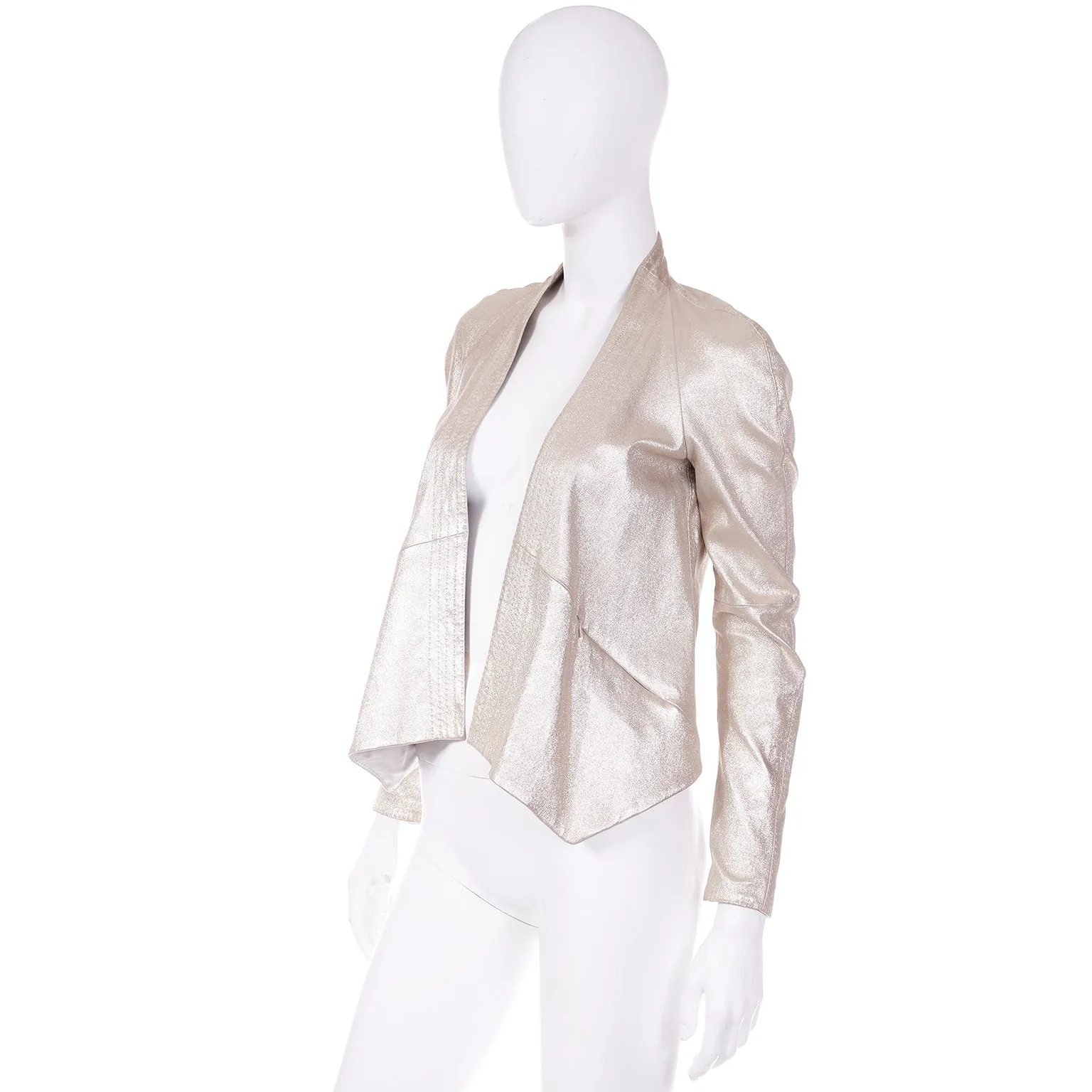 1990s Donna Karan Lambskin Leather Gold Suede Vintage Jacket