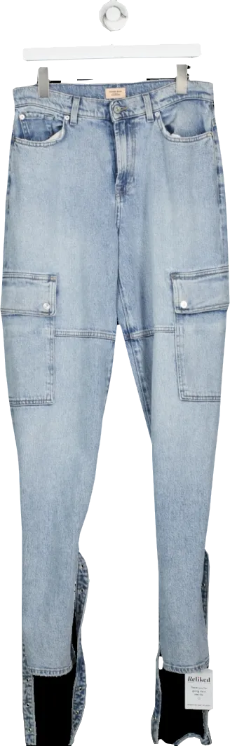 7 For All Mankind Blue X Chiara Biasi Low Rise Belted Cargo Jeans W27