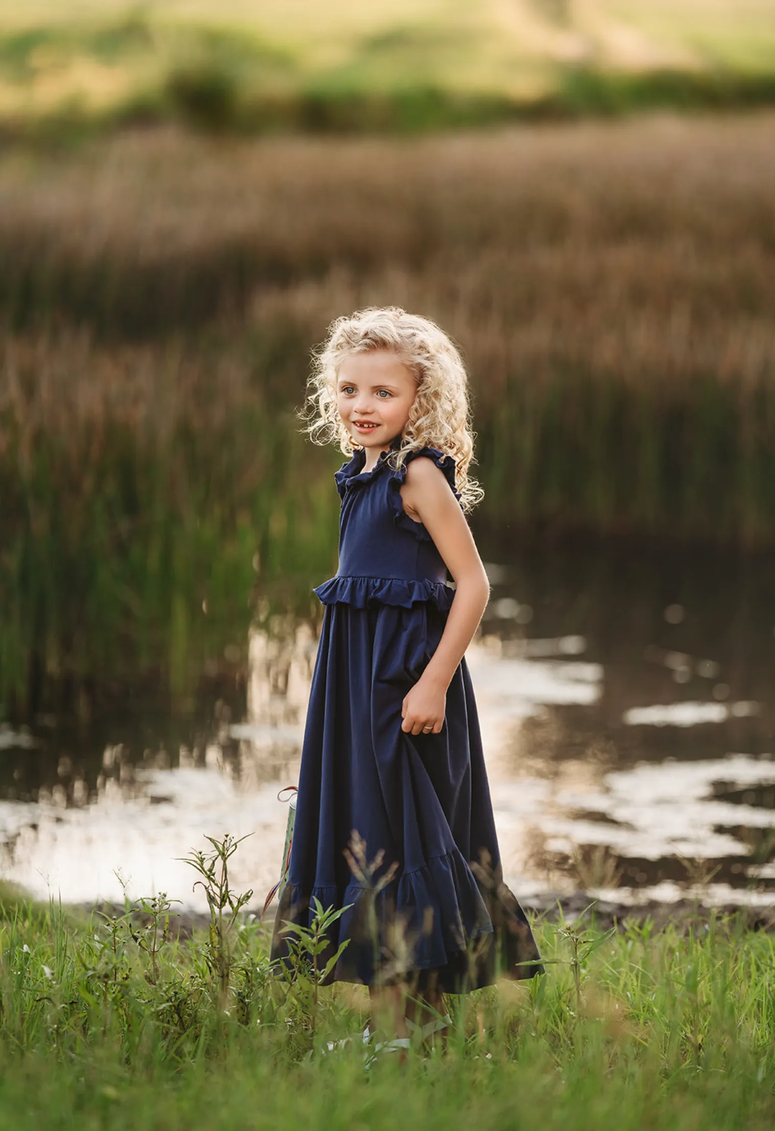 Abigail Ruffle Maxi Gown in Navy