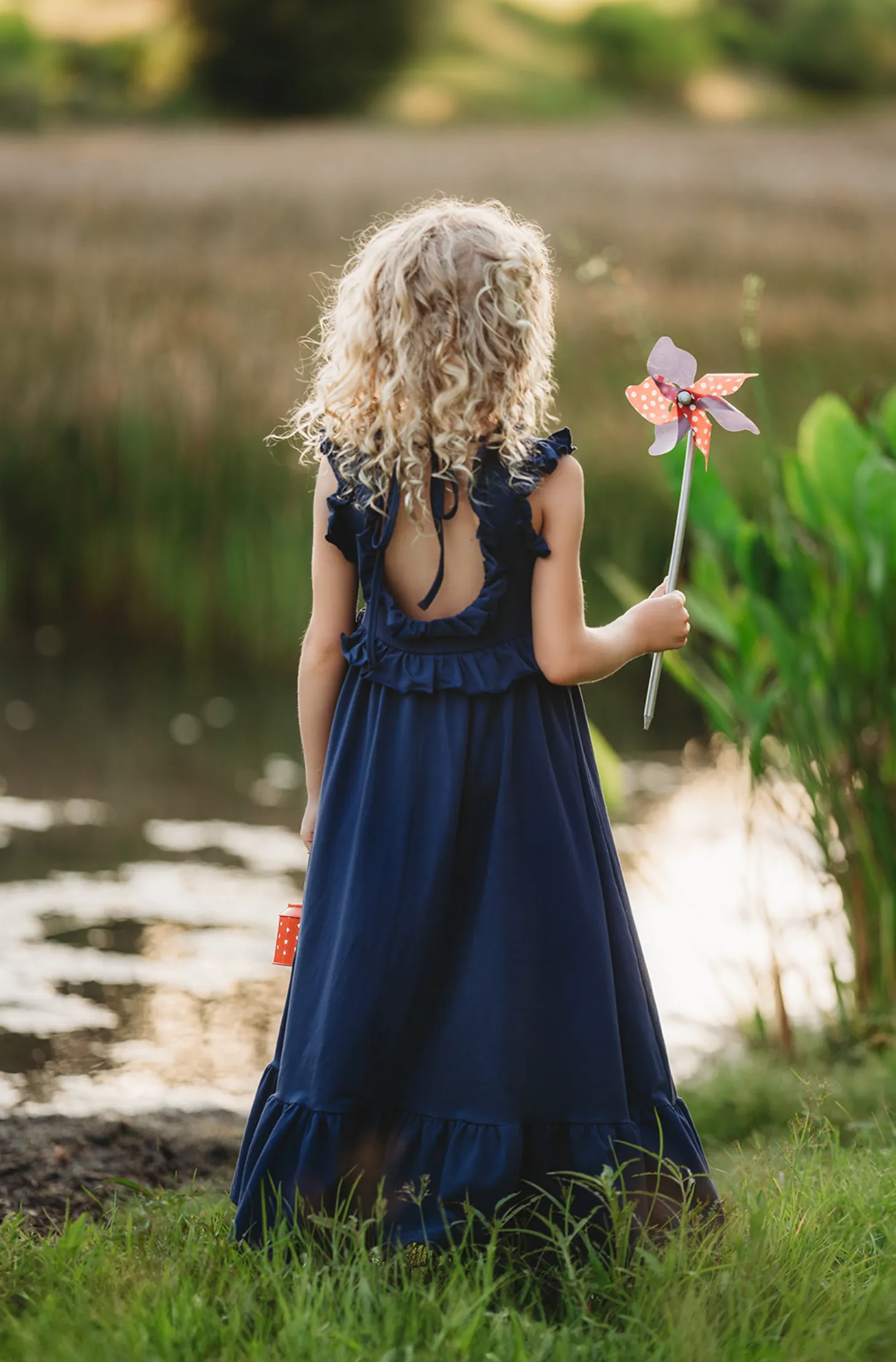 Abigail Ruffle Maxi Gown in Navy