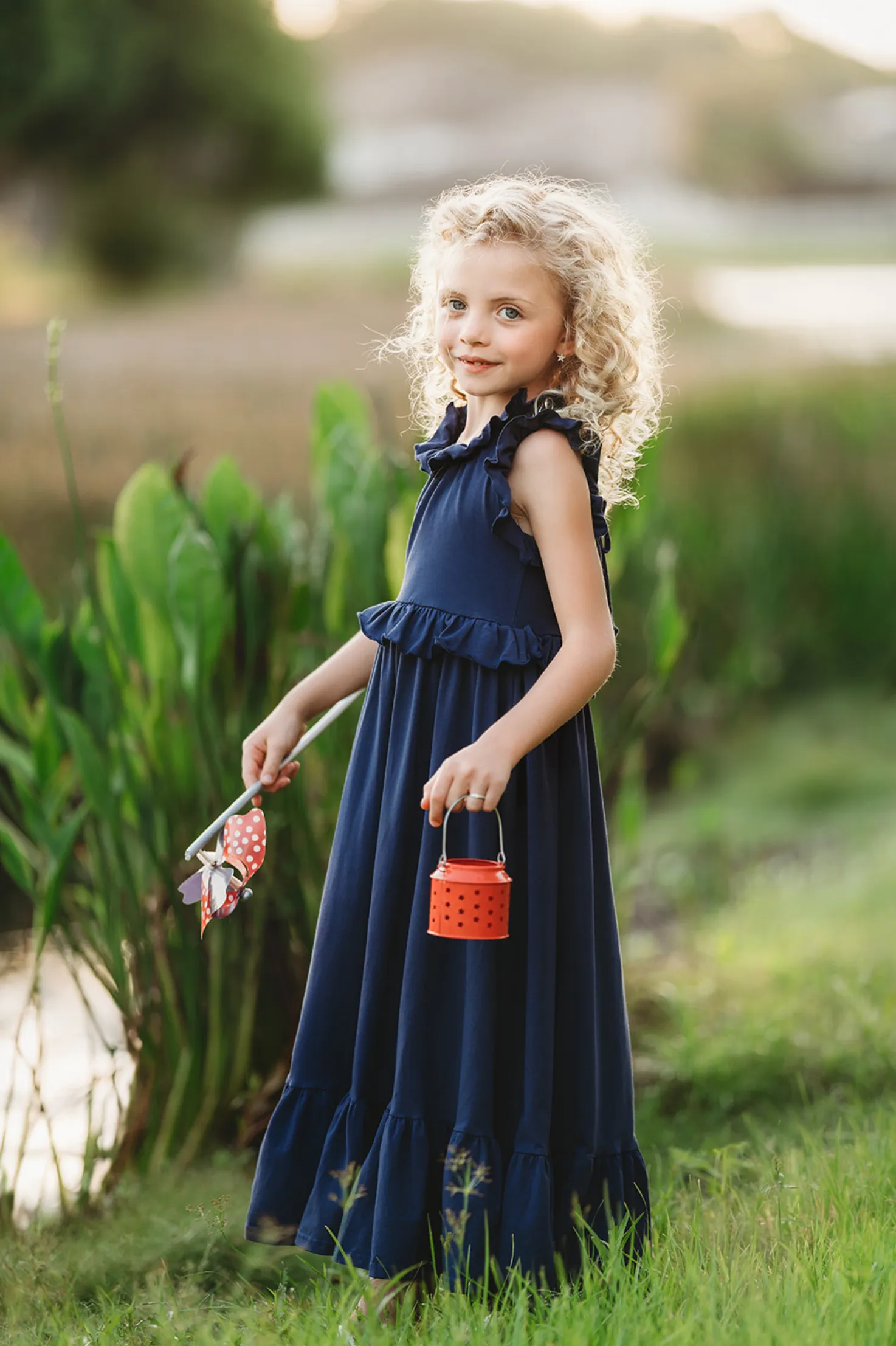 Abigail Ruffle Maxi Gown in Navy