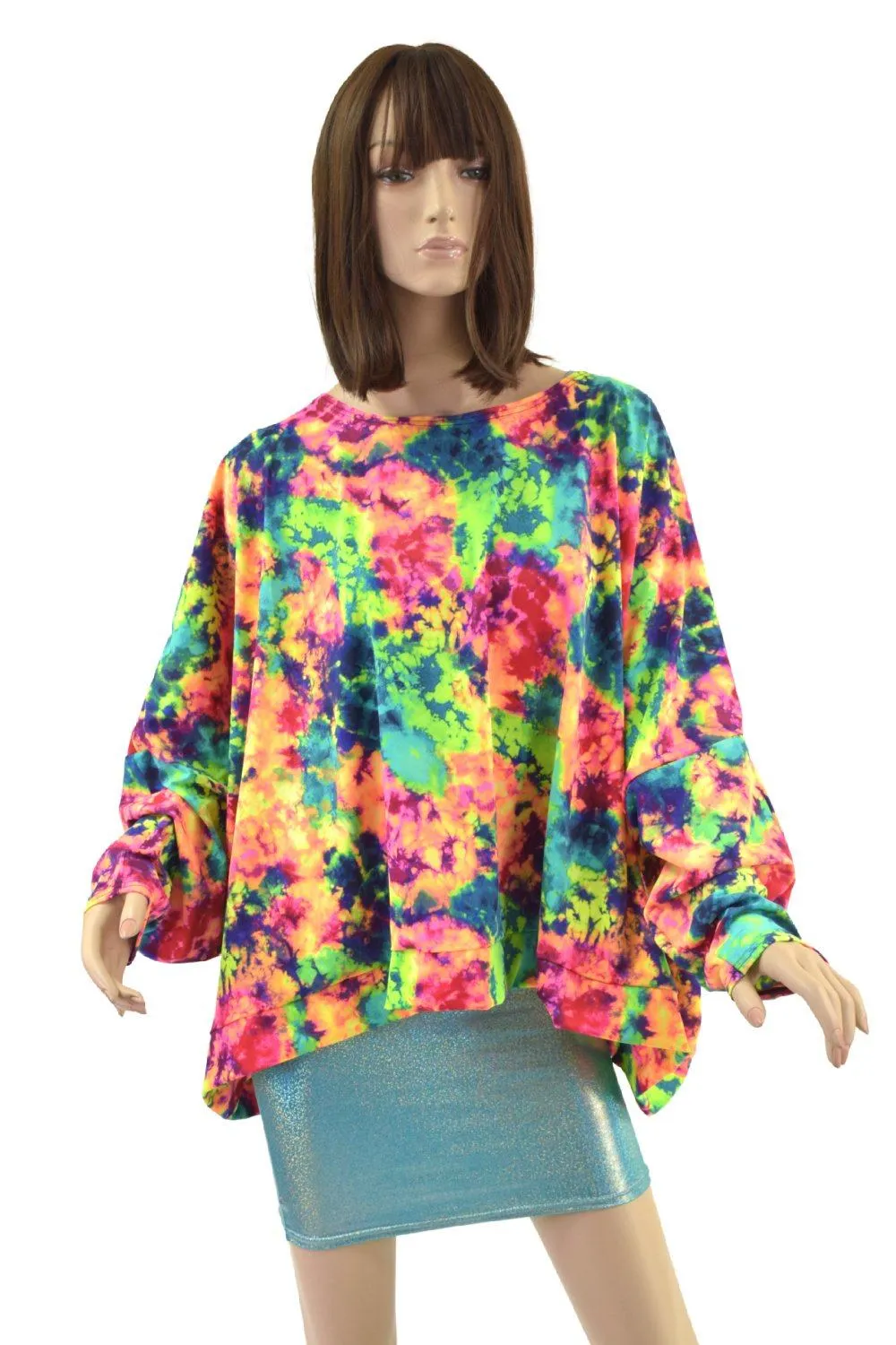 Acid Splash Long Sleeve Pullover Poncho