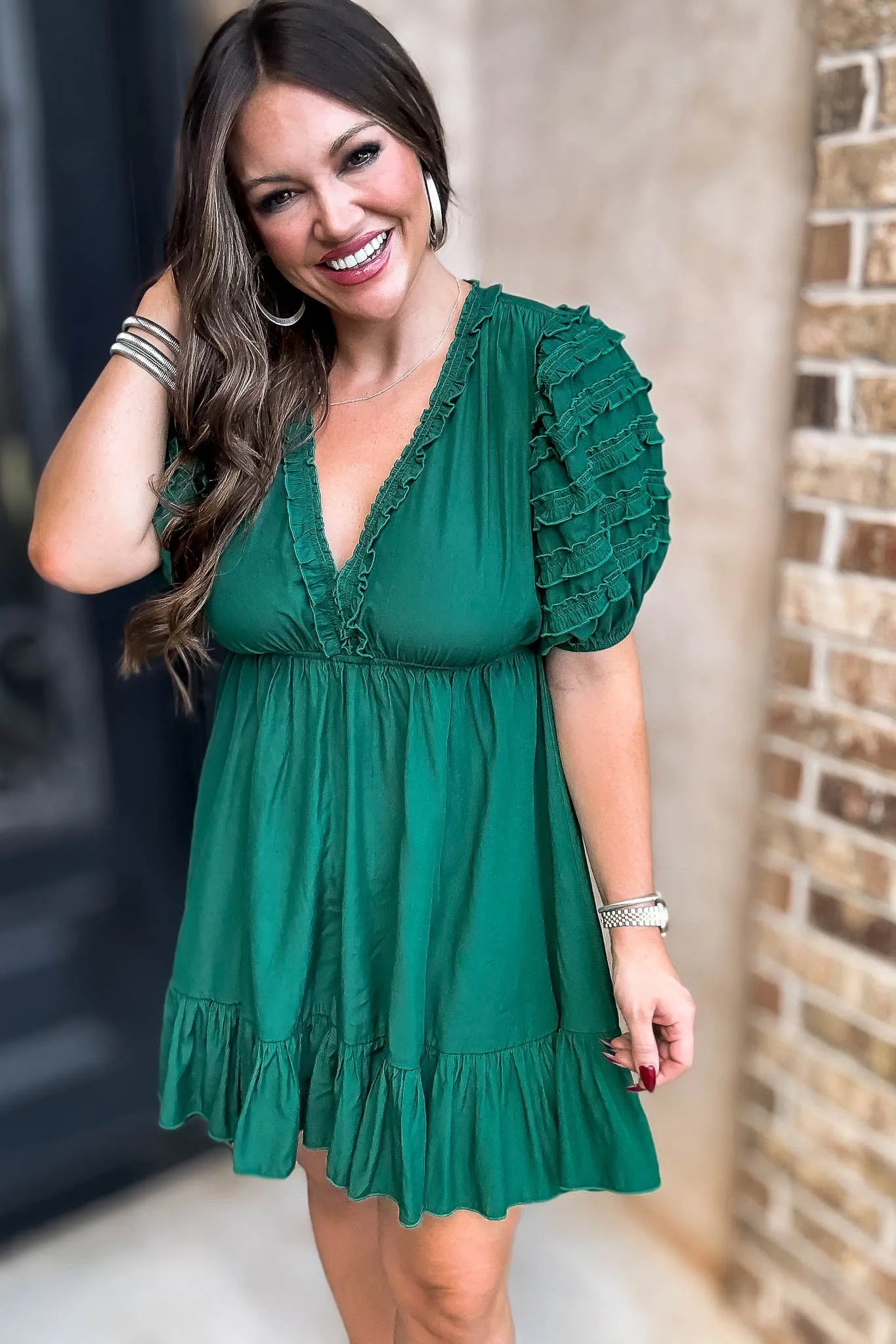 Adoring You Hunter Green Dress