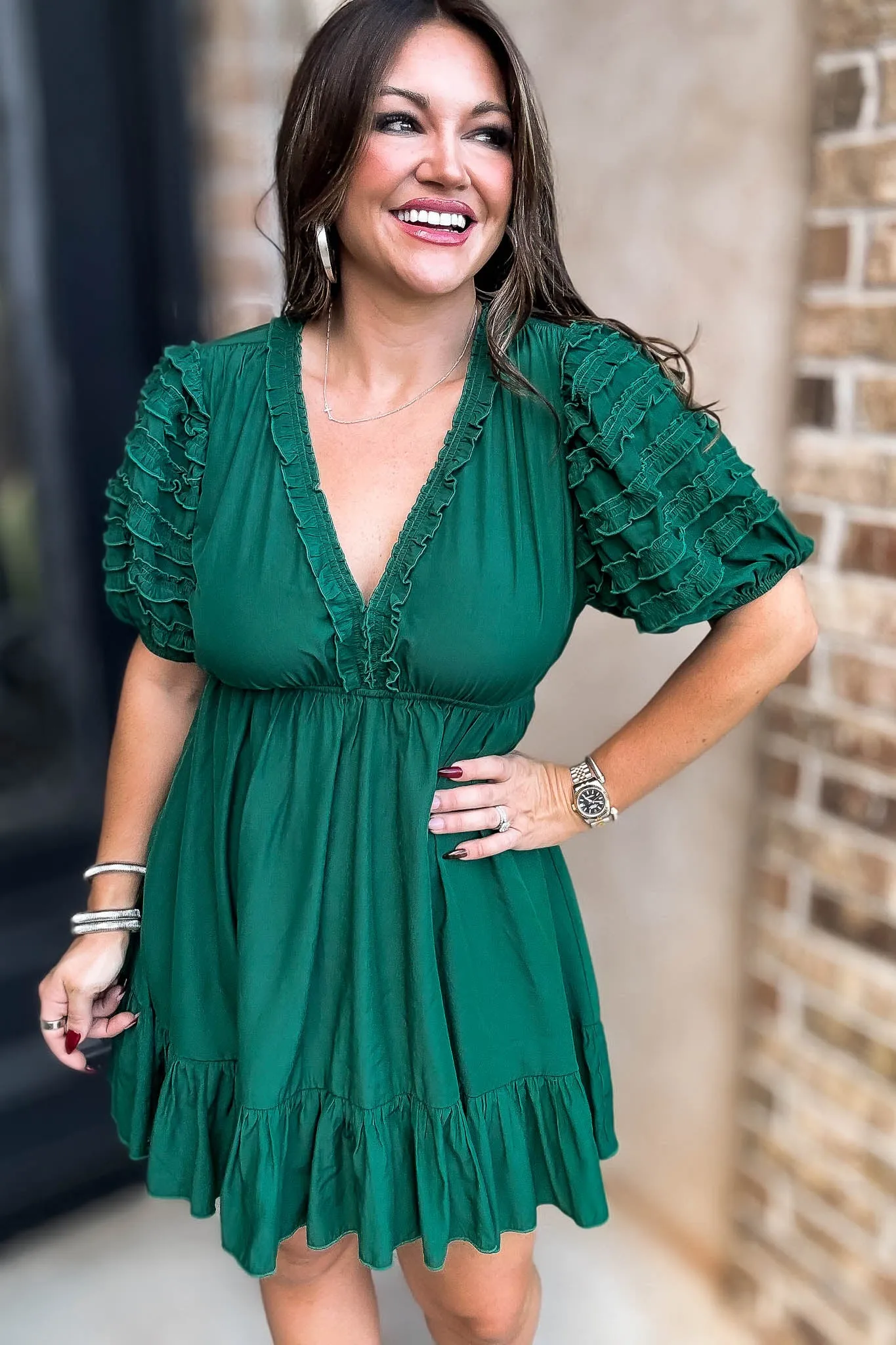 Adoring You Hunter Green Dress