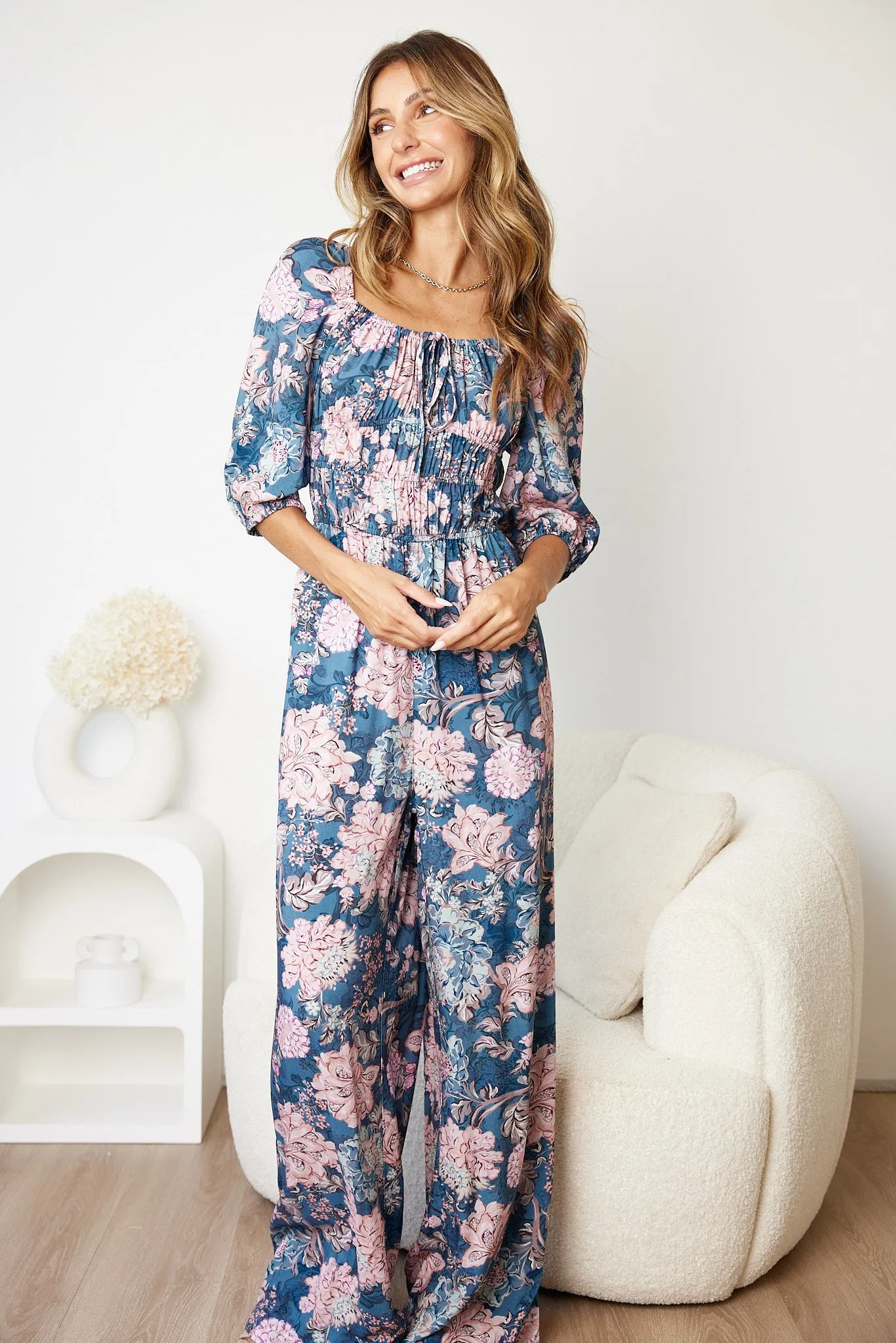 Agnette Jumpsuit - Steel Floral