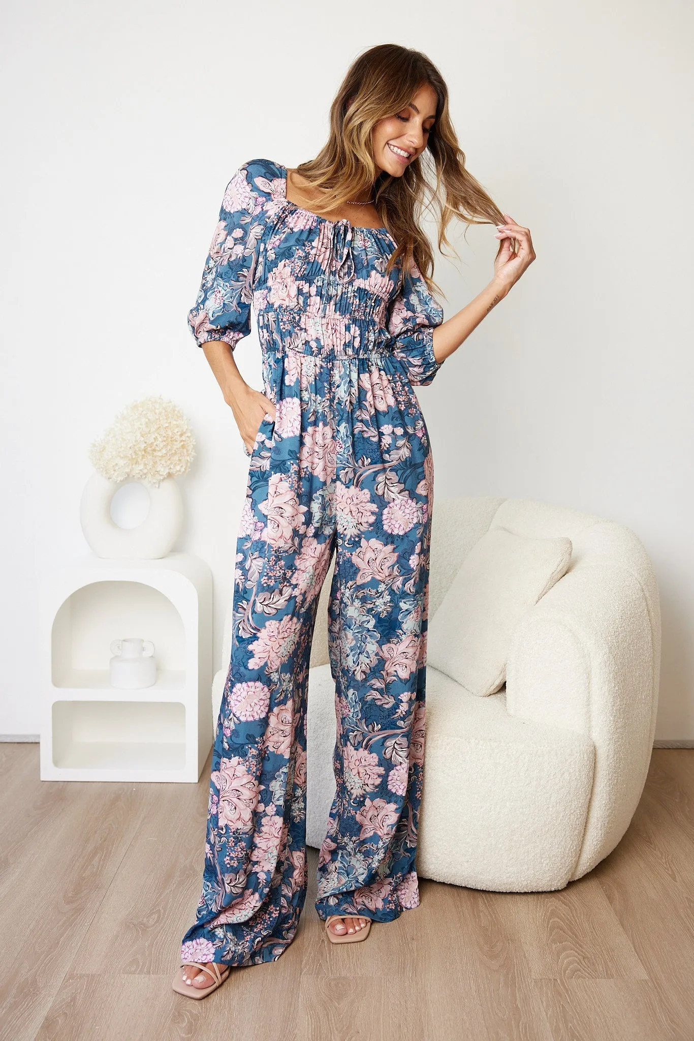 Agnette Jumpsuit - Steel Floral