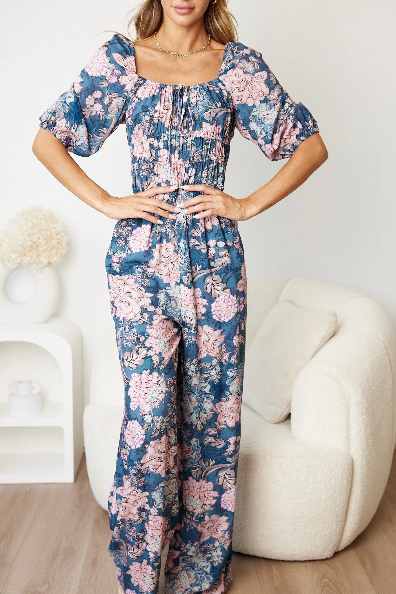 Agnette Jumpsuit - Steel Floral