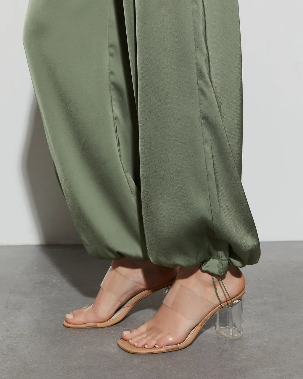 Alana Pocketed Satin Cargo Joggers