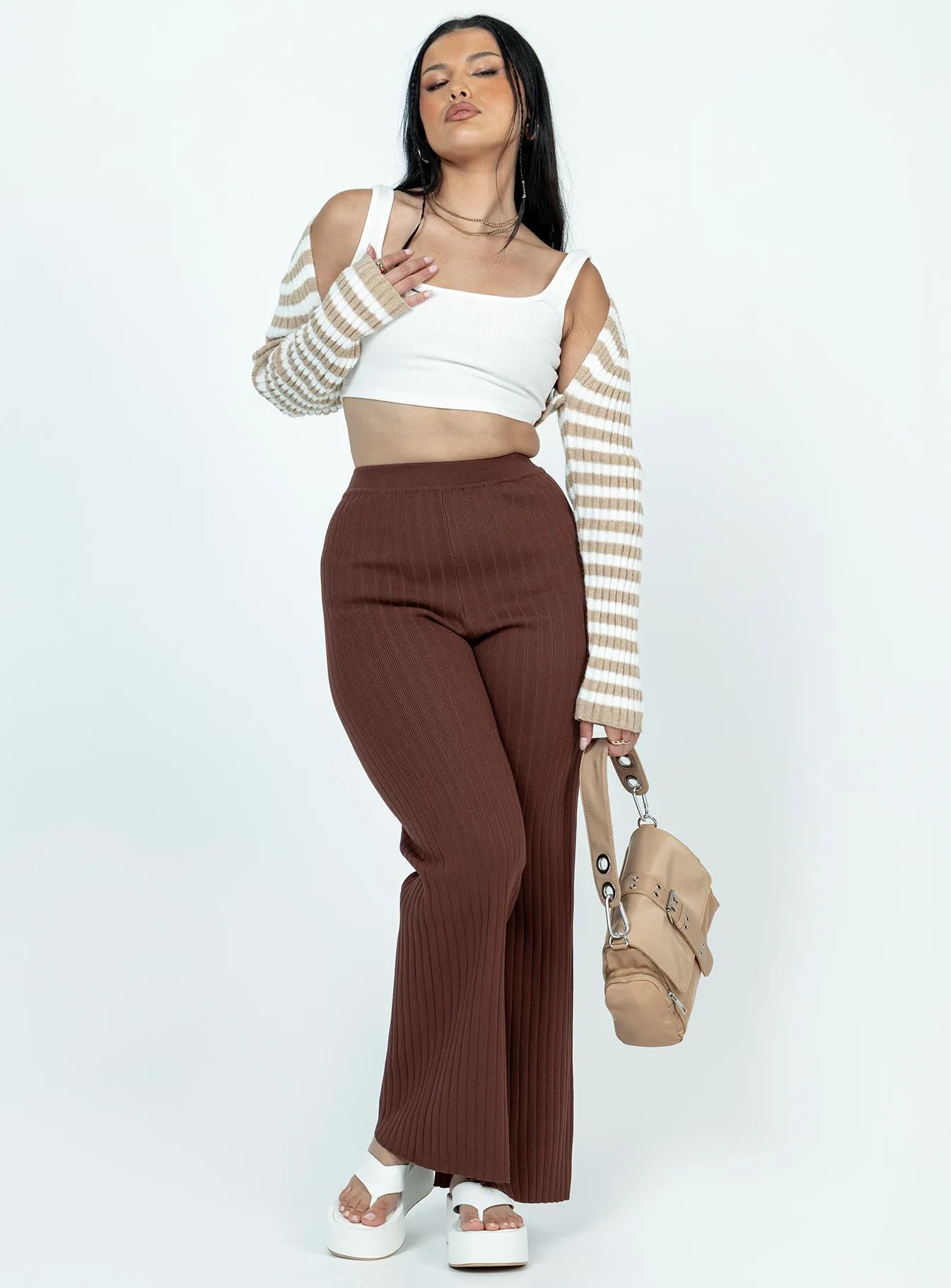 Allen Ribbed Pants Brown