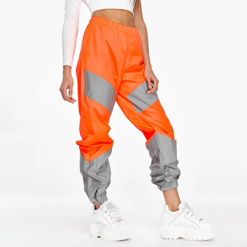 Athleisure Fashion Mid-Rise Paneled Reflective Slacks Womens Cargo Trousers Wholesale Pants