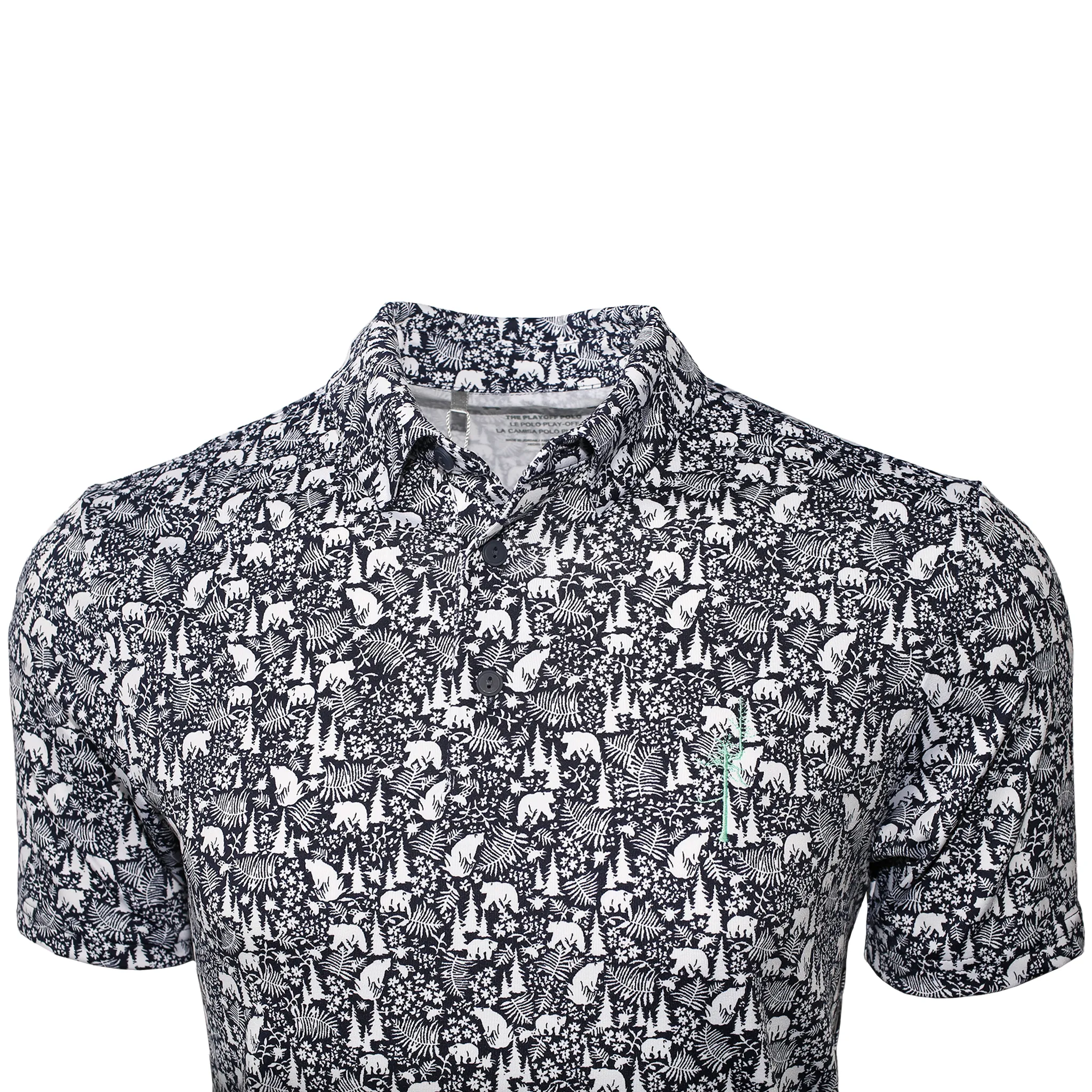 Bear Print Playoff Polo - Ghost Tree