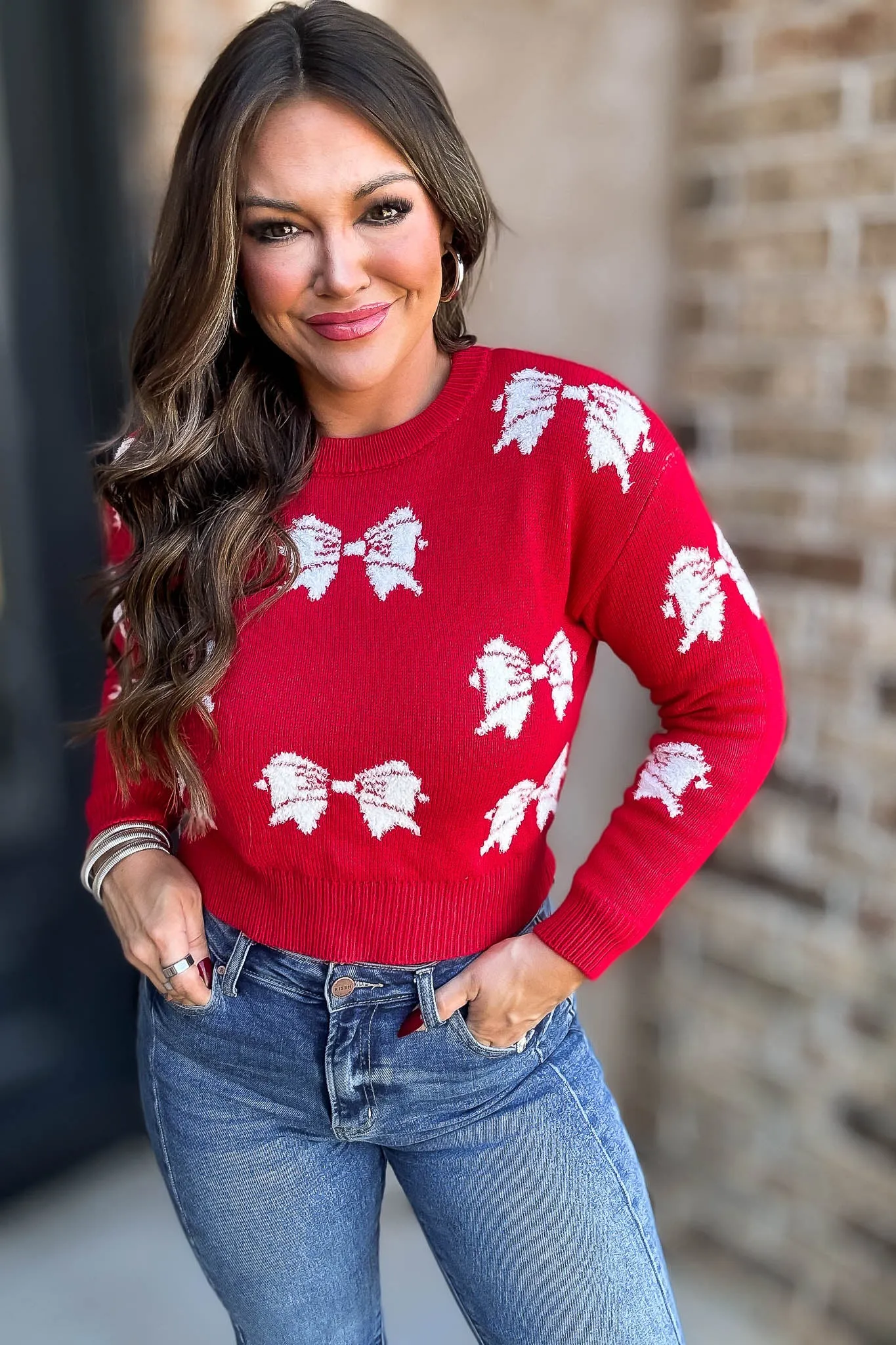 Betty Red Bow Sweater