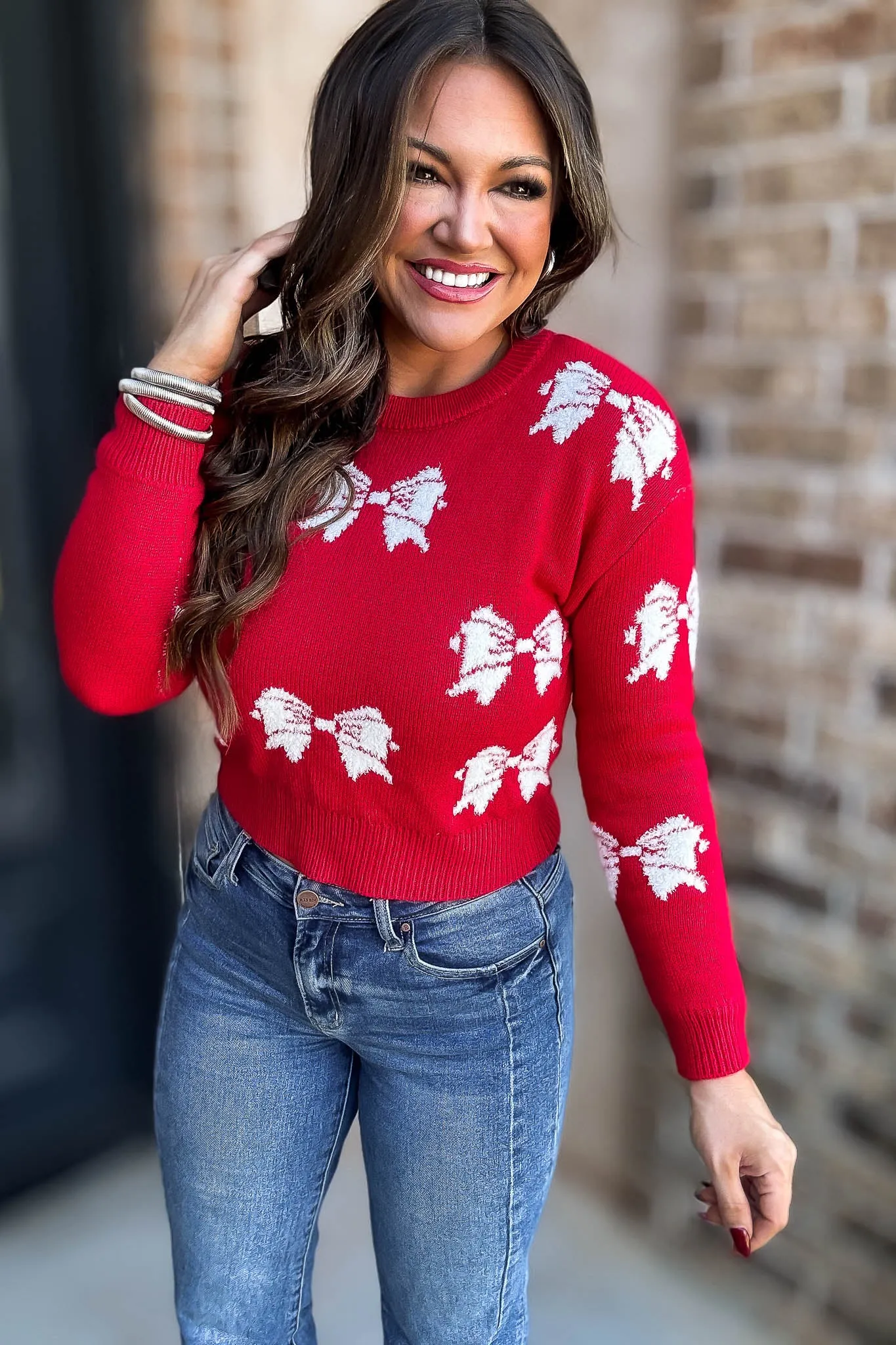 Betty Red Bow Sweater