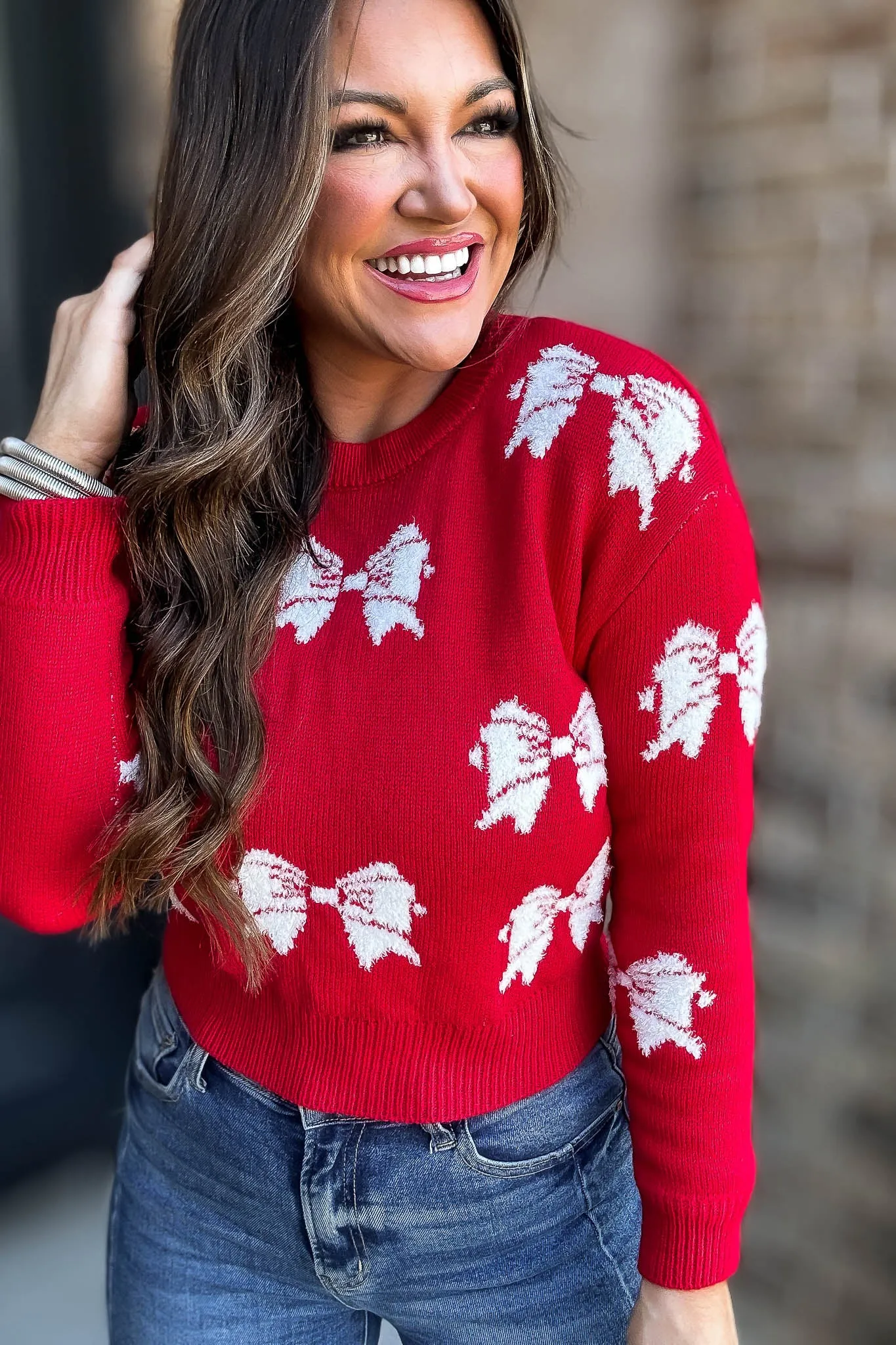 Betty Red Bow Sweater