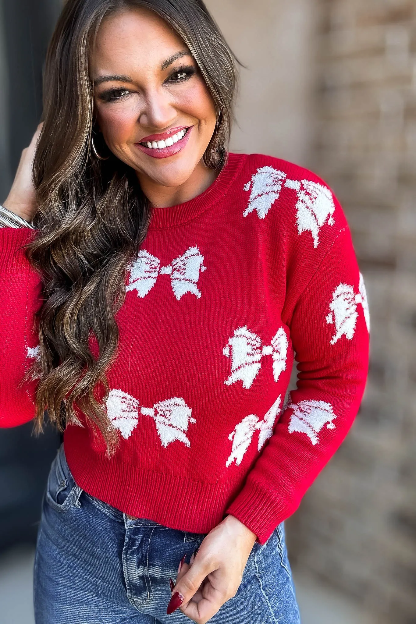 Betty Red Bow Sweater