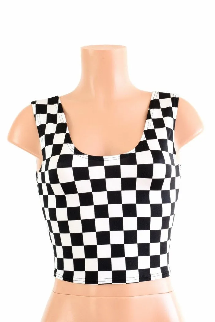 Black and White Checkered Crop Tank Top