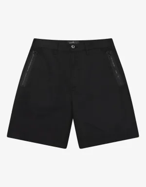 Black Zip Chino Shorts -