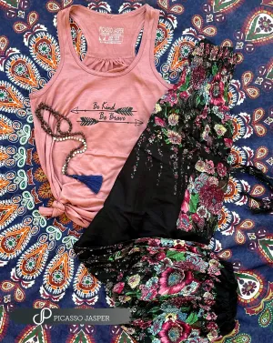 Blush Be Kind, Be Brave Tank   Flower Power, 2 Pocket Goddess Pants   Crystal- Bundle!