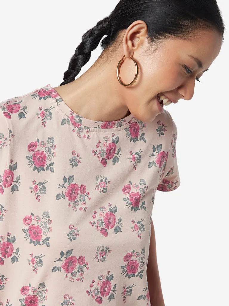 Bombay Paisley Peach Rose Print Crop-Top