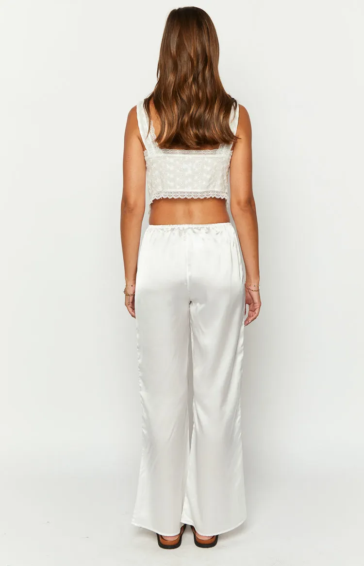 Bridget White Satin Pants