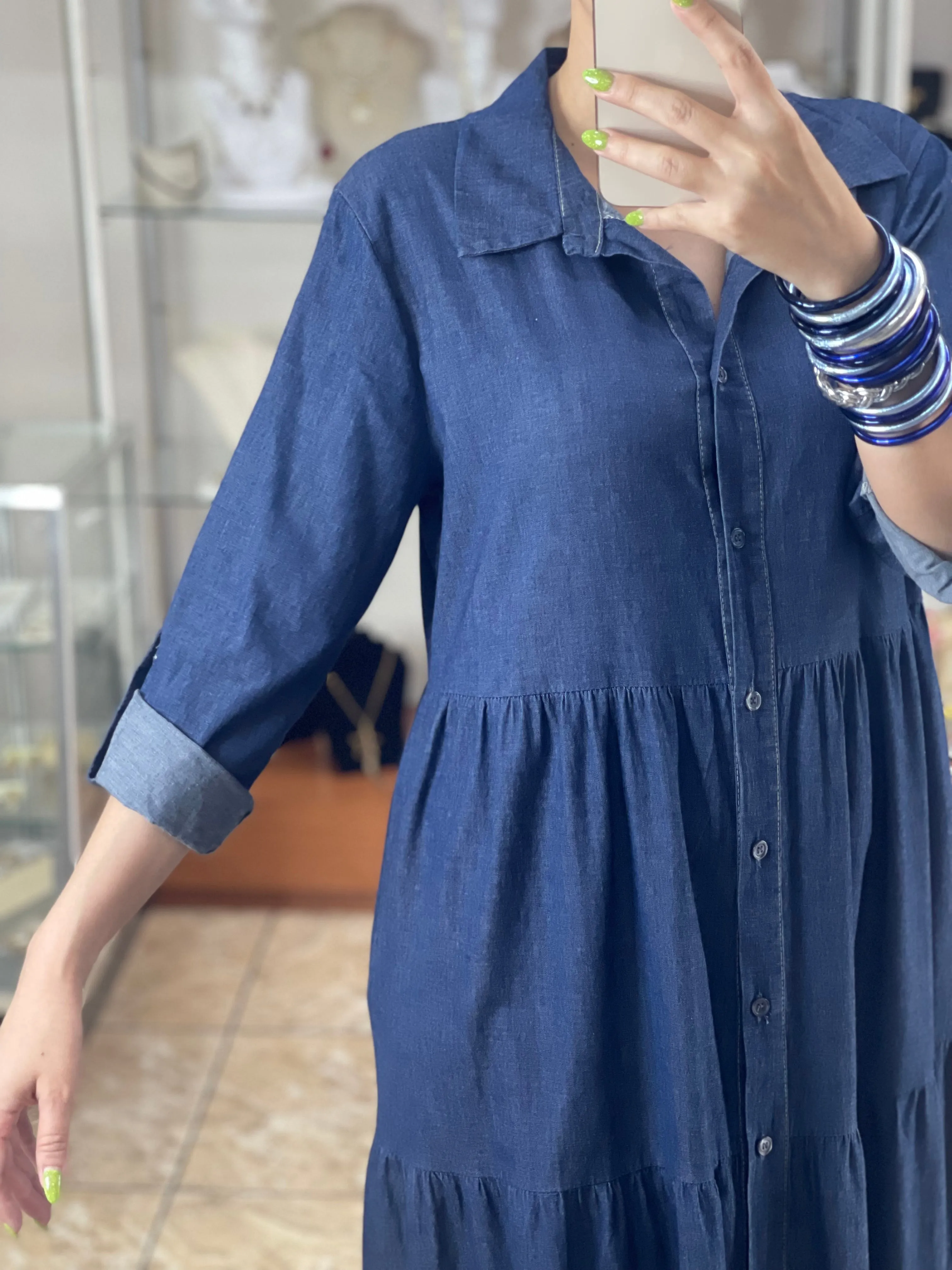 Button Down Maxi Denim Dress