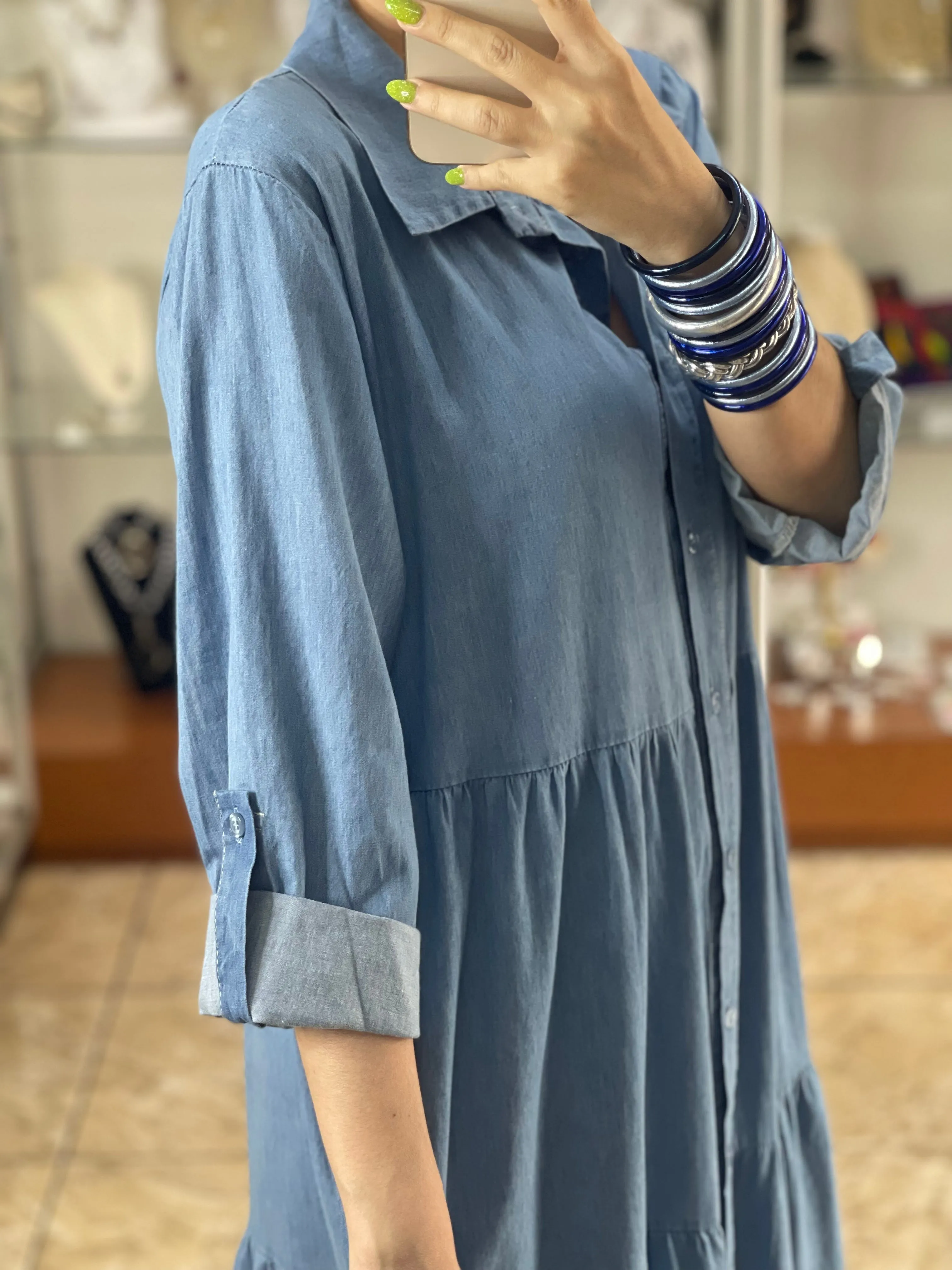 Button Down Maxi Denim Dress