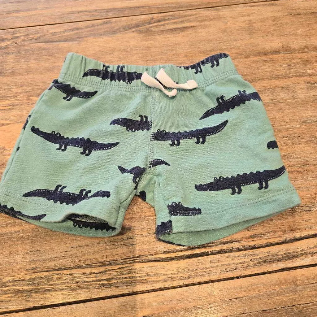 Carters Aqua blue alligator cotton shorts 6m