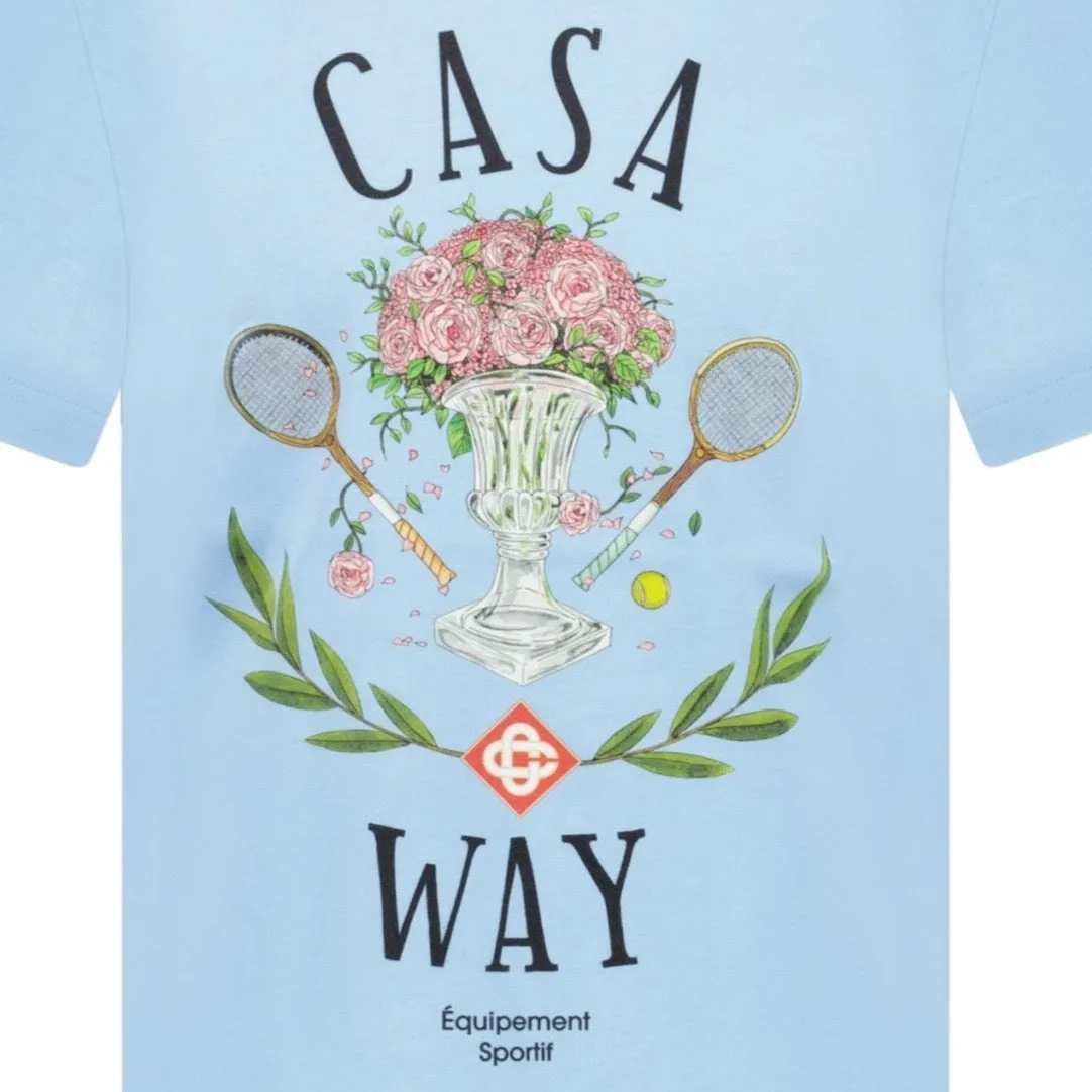 CASABLANCA CASAWAY PRINTED T-SHIRT SKY BLUE