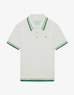 Casablanca White Rib Boucle Polo Shirt