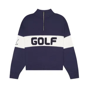 Colorblock Golf Quarter Zip Sweater - Navy