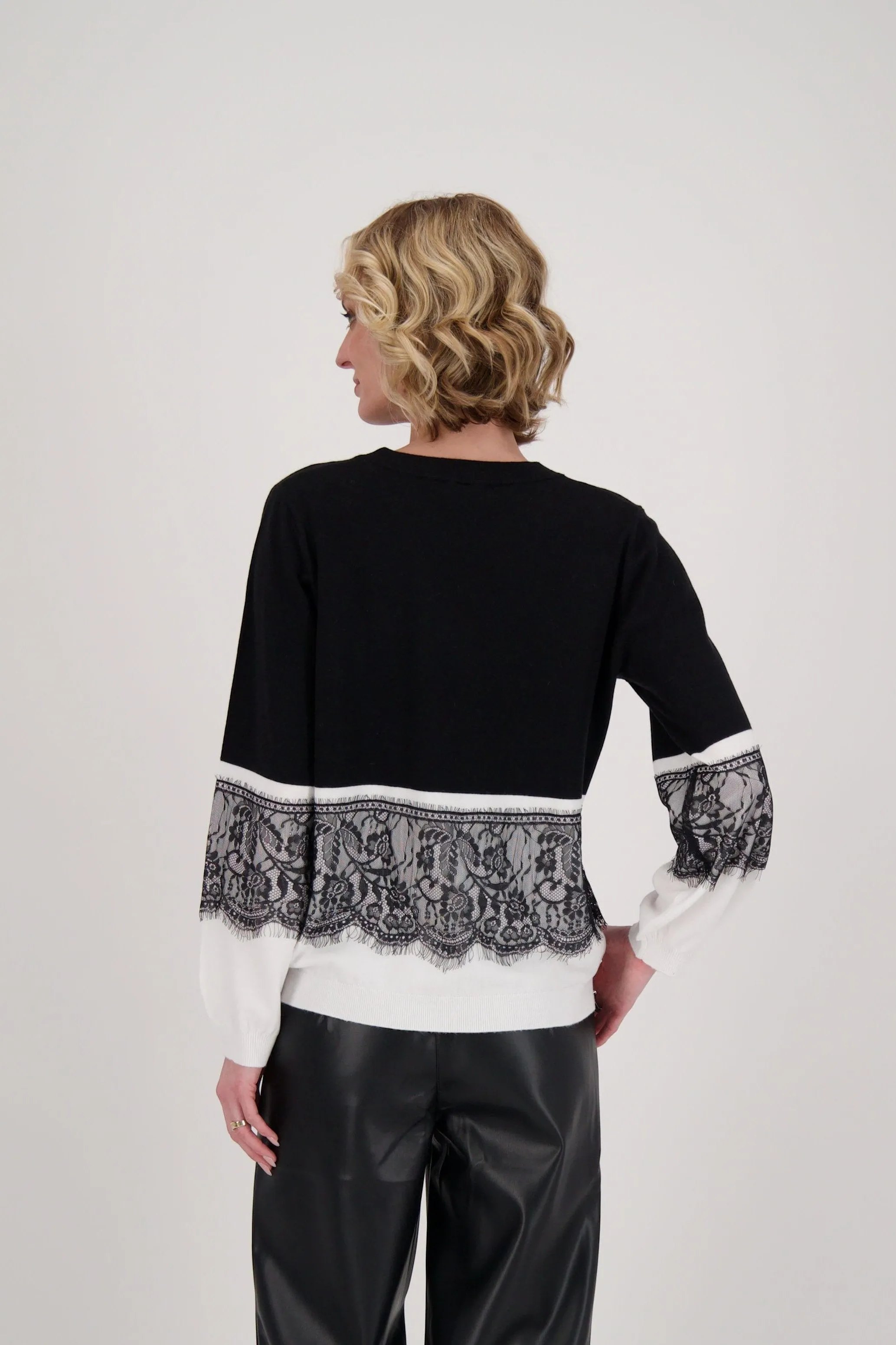 Contrast Lace Panel Sweater Top