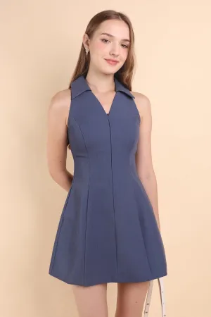 COREY ZIPPER DRESS IN DENIM BLUE