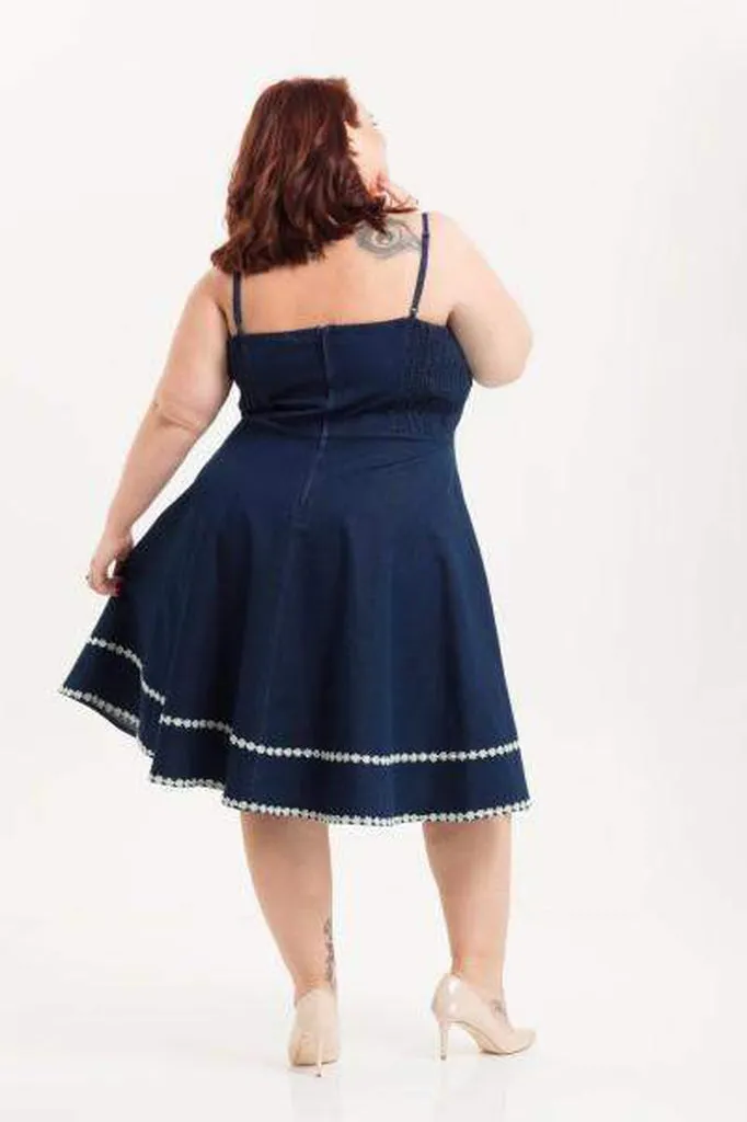 Daisy May Denim Plus Size Flared Dress