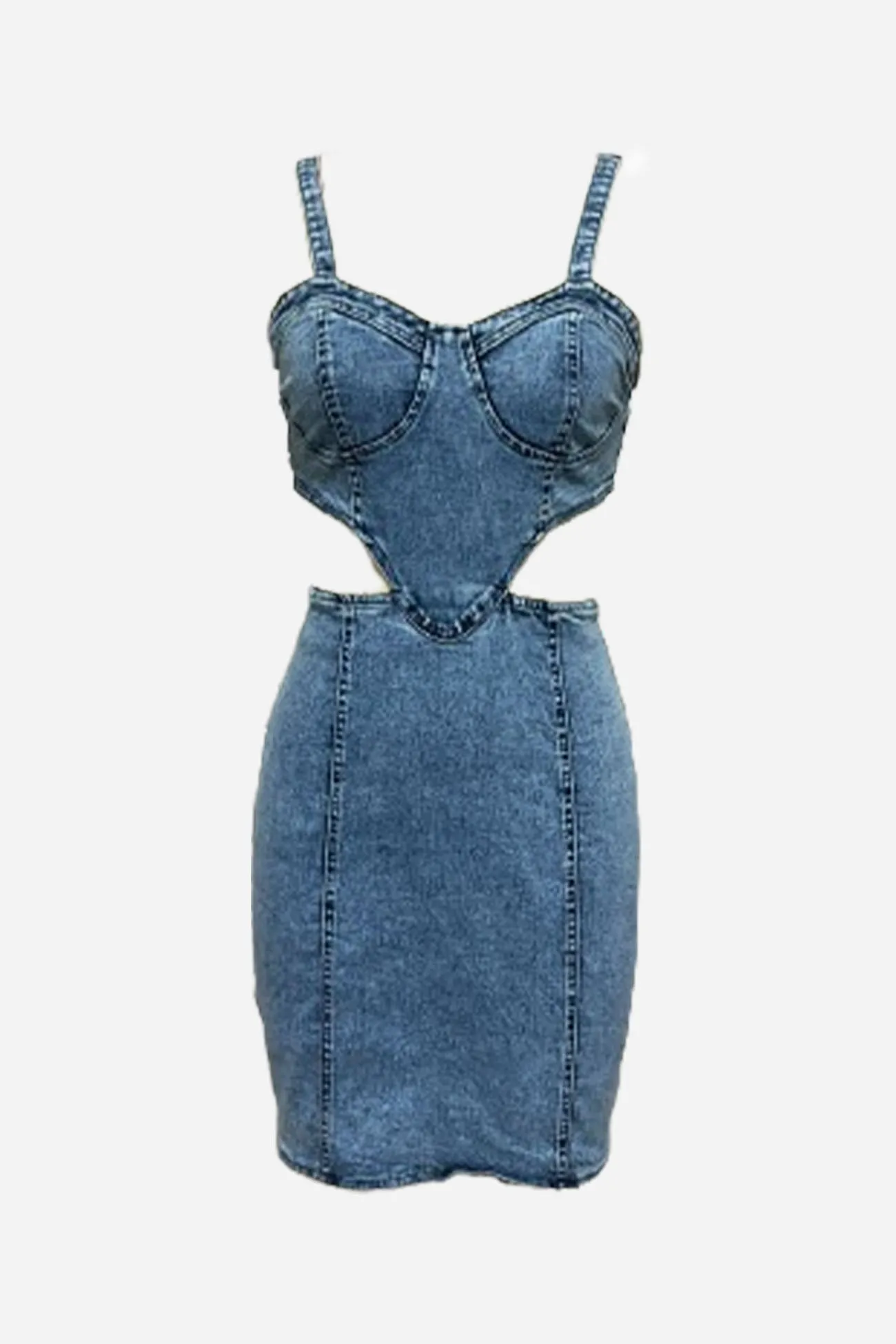 Denim Cutout Bodycon Cami Dress