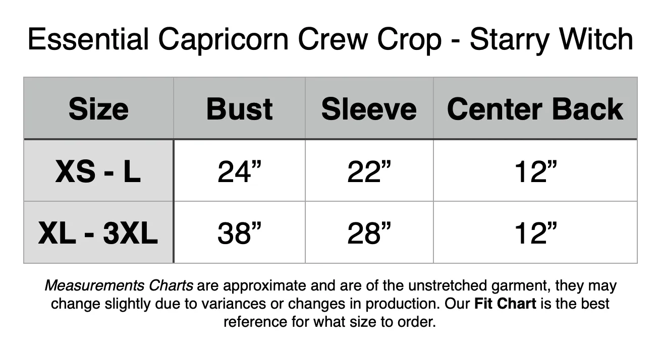 Essential Capricorn Crew Crop - White Starry Witch