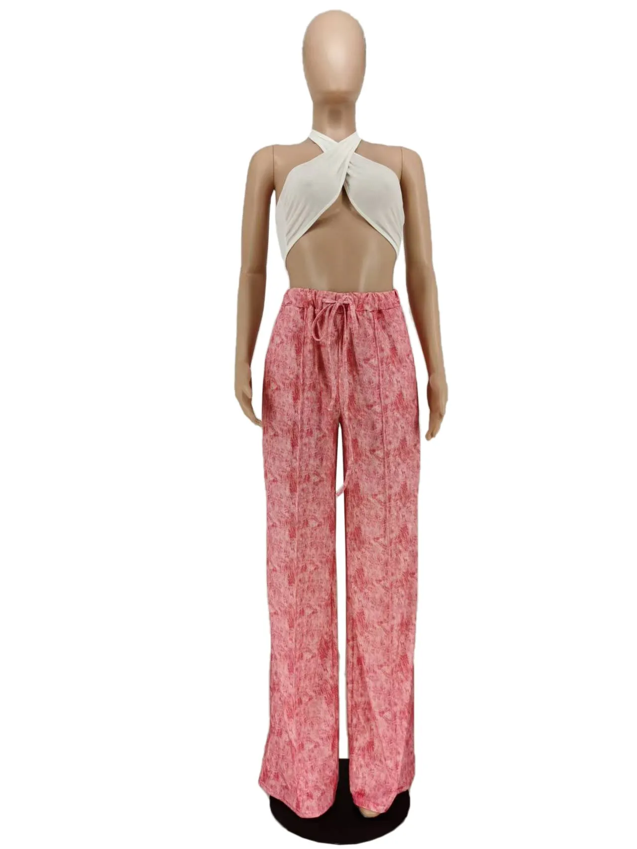 Fashion Print Pocket Wide Leg Pants （Only pants）AY2348