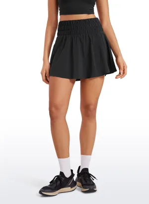 Feathery-Fit Soft High Waisted Flowy Tennis Skirt with Pockets 16''