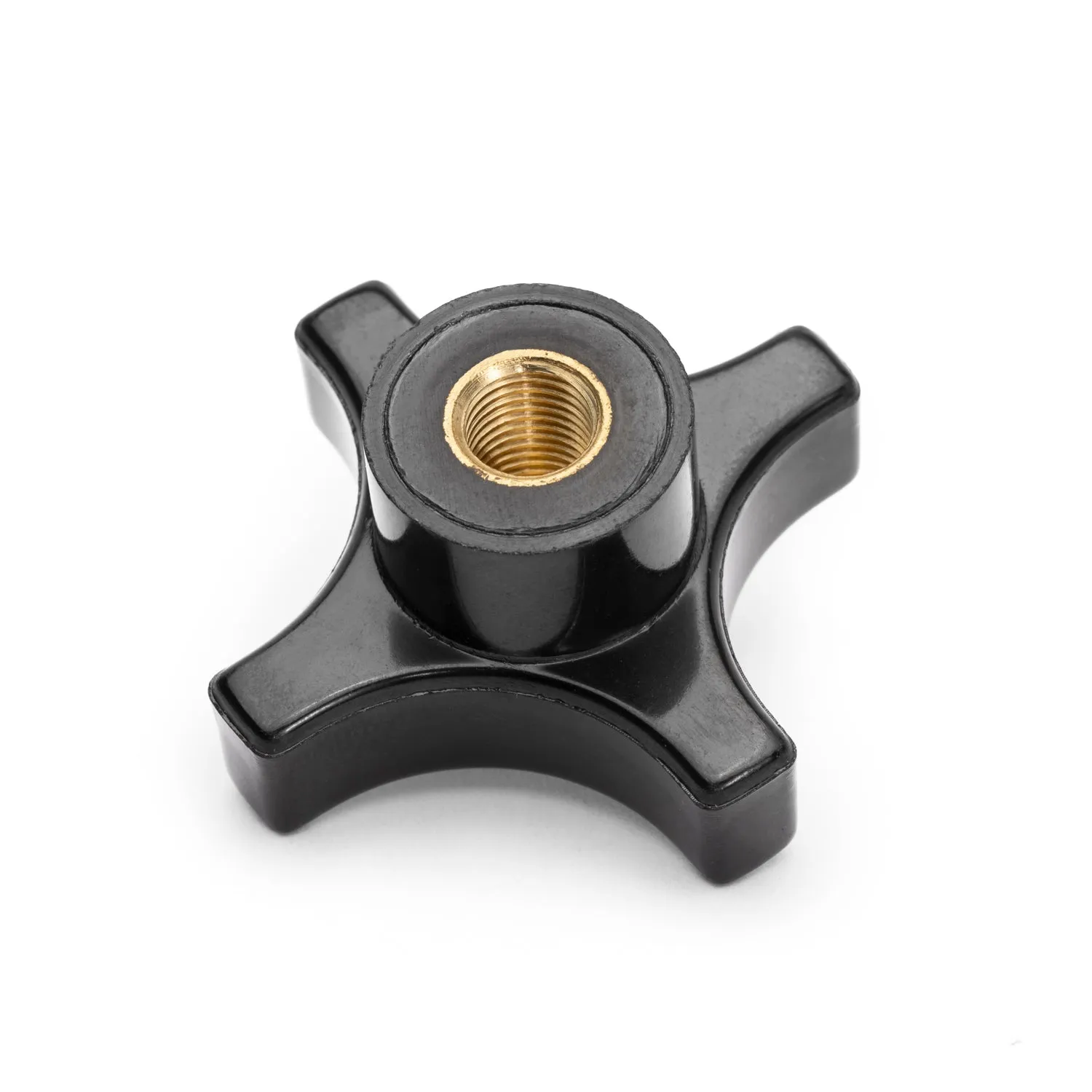 Four Arm Knob, Black, Threaded