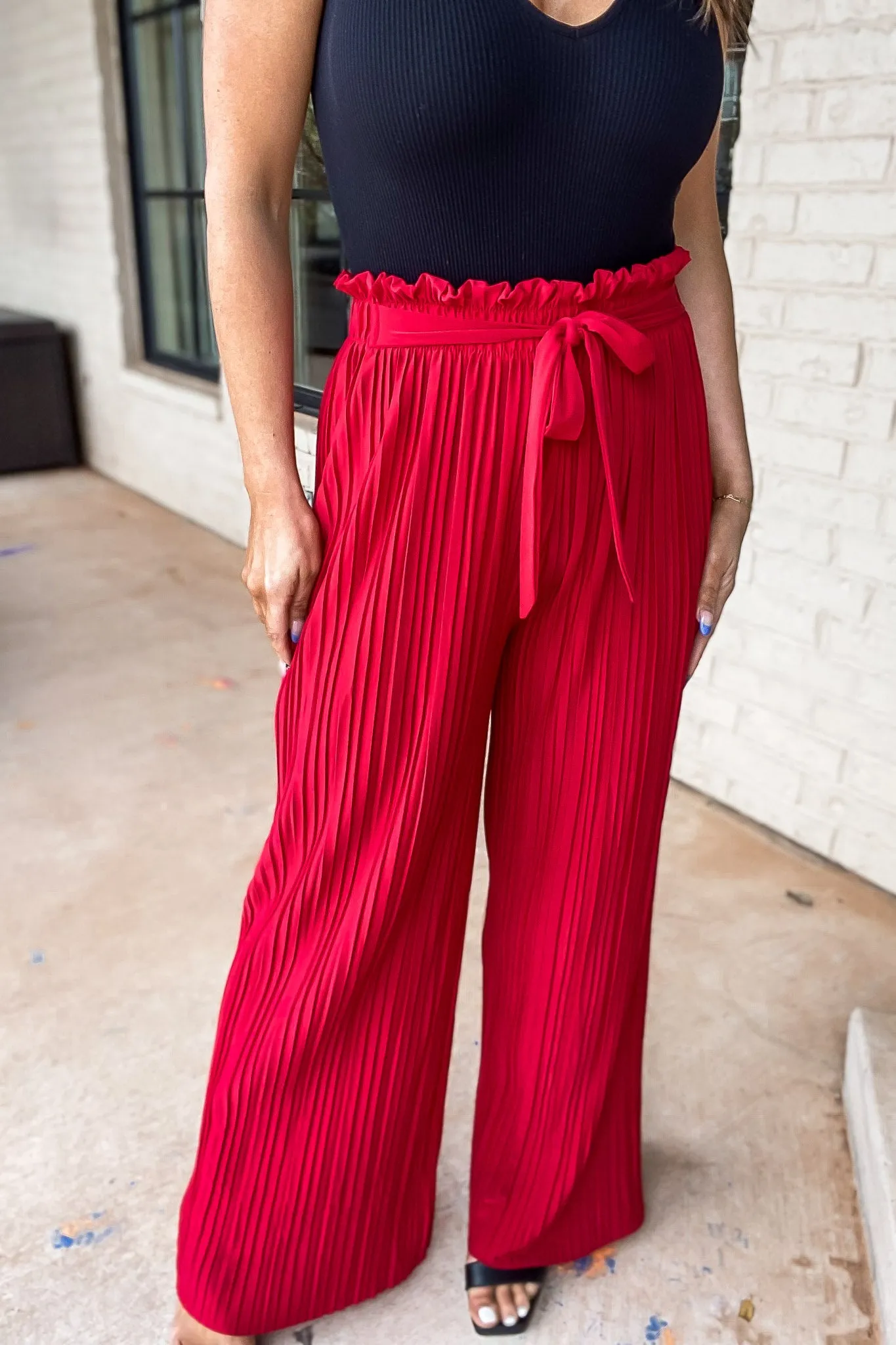 Get Moving Red Pleated Pants