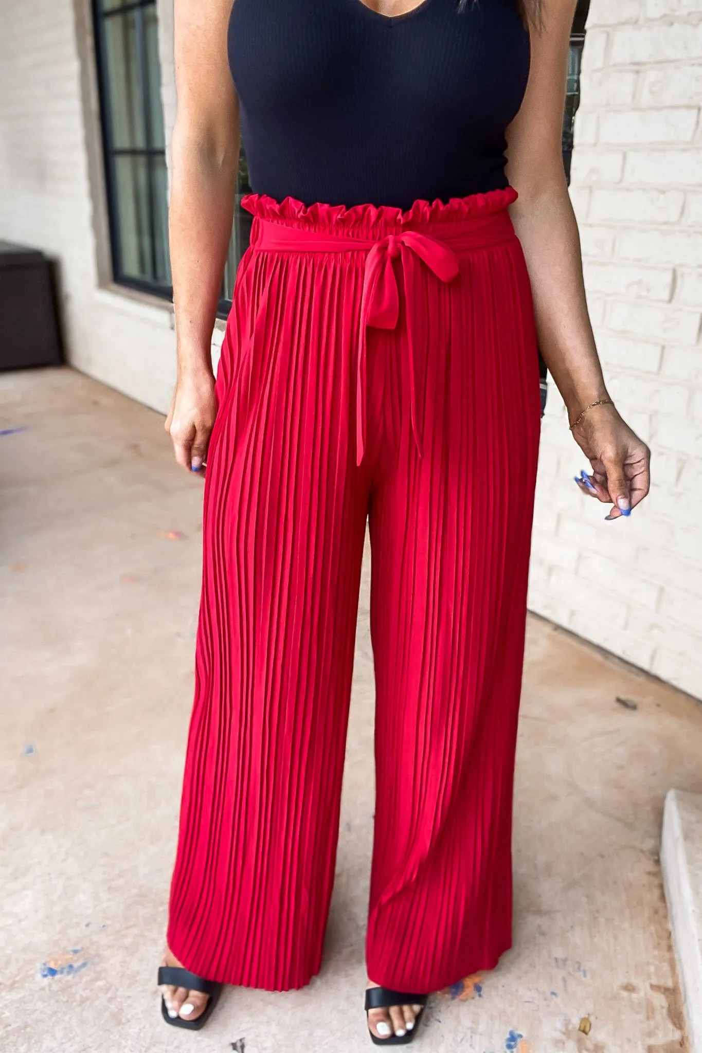 Get Moving Red Pleated Pants