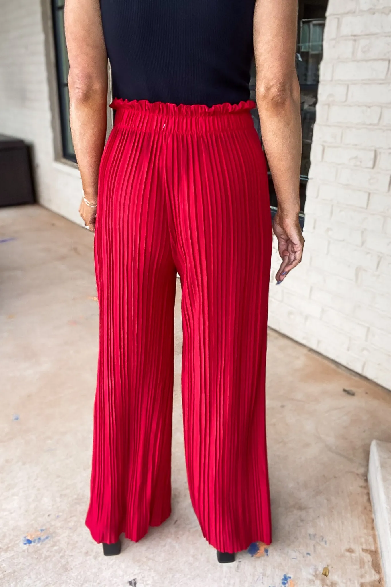 Get Moving Red Pleated Pants