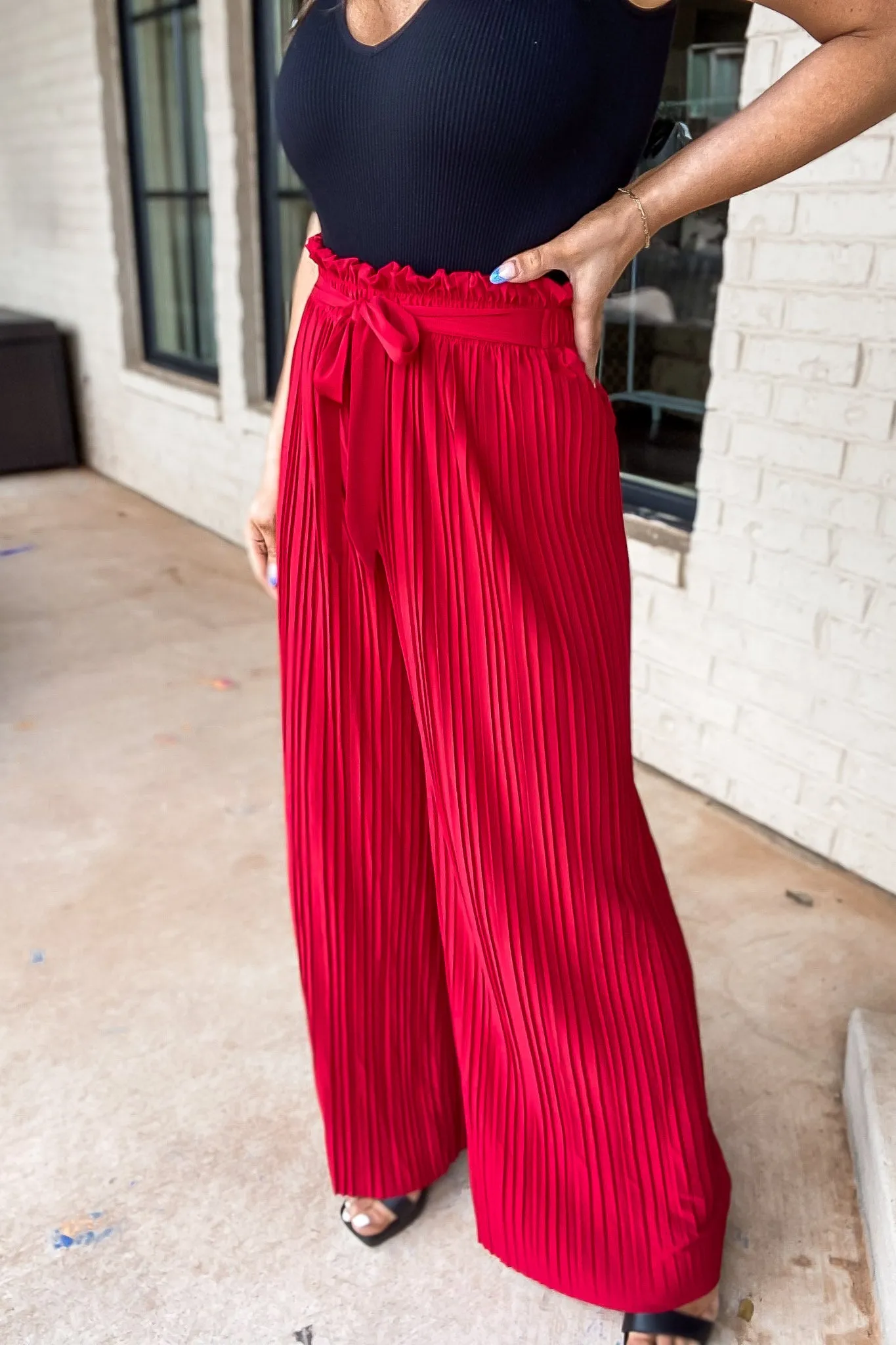 Get Moving Red Pleated Pants