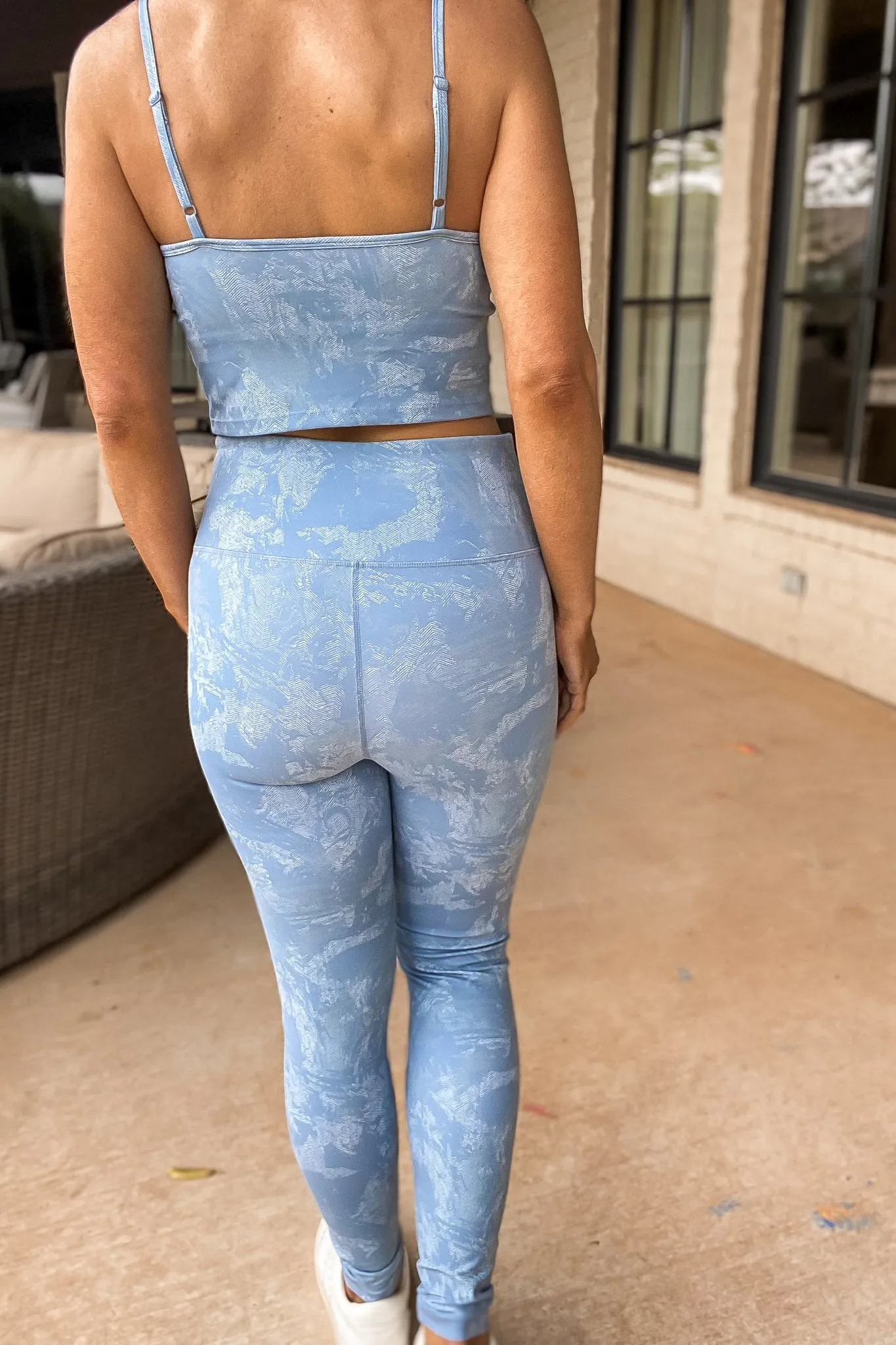 Guilty Pleasure Blue Grey Marbled High Waist Leggings