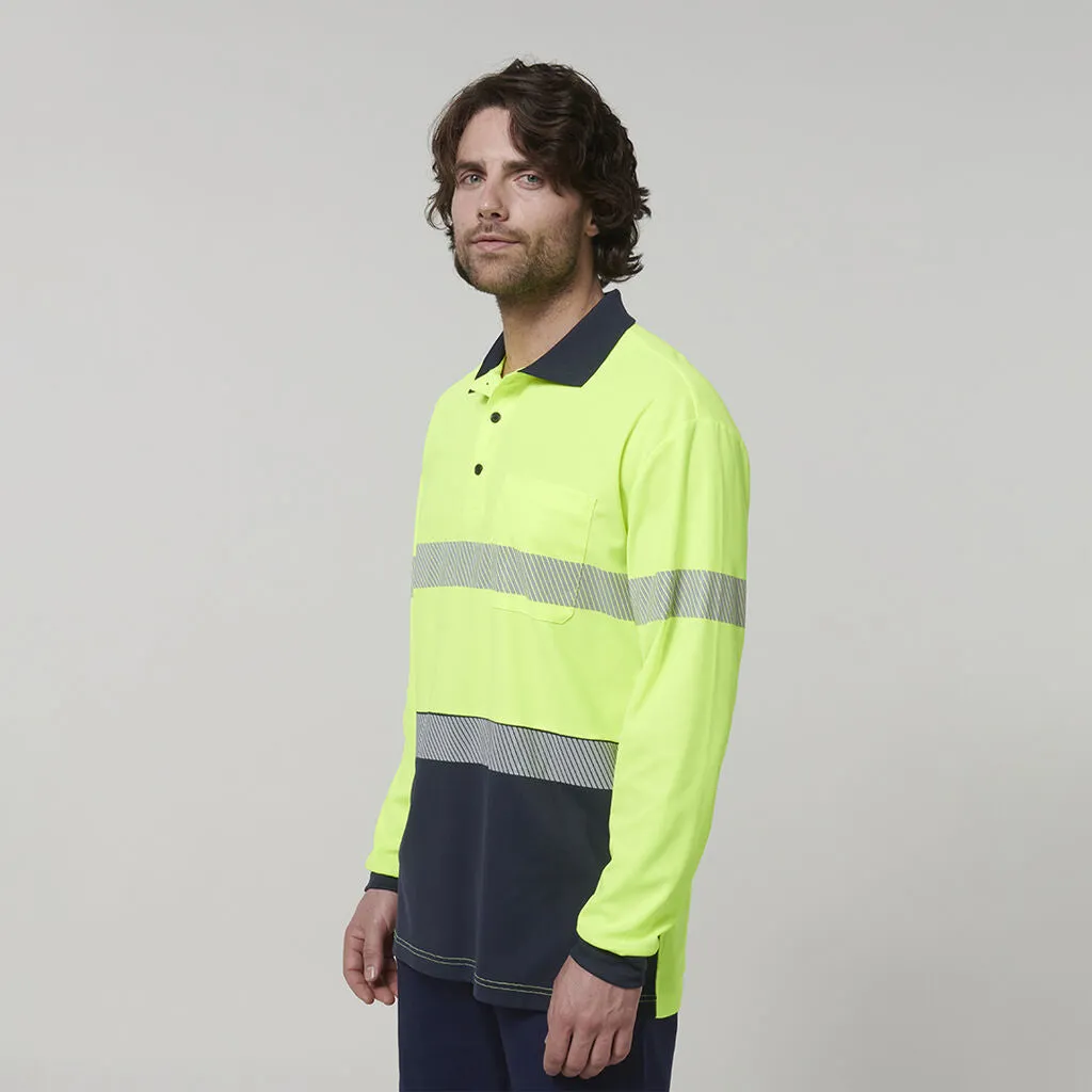 Hard Yakka Men's Long Sleeve Hi Vis Taped Polo (Y19619)