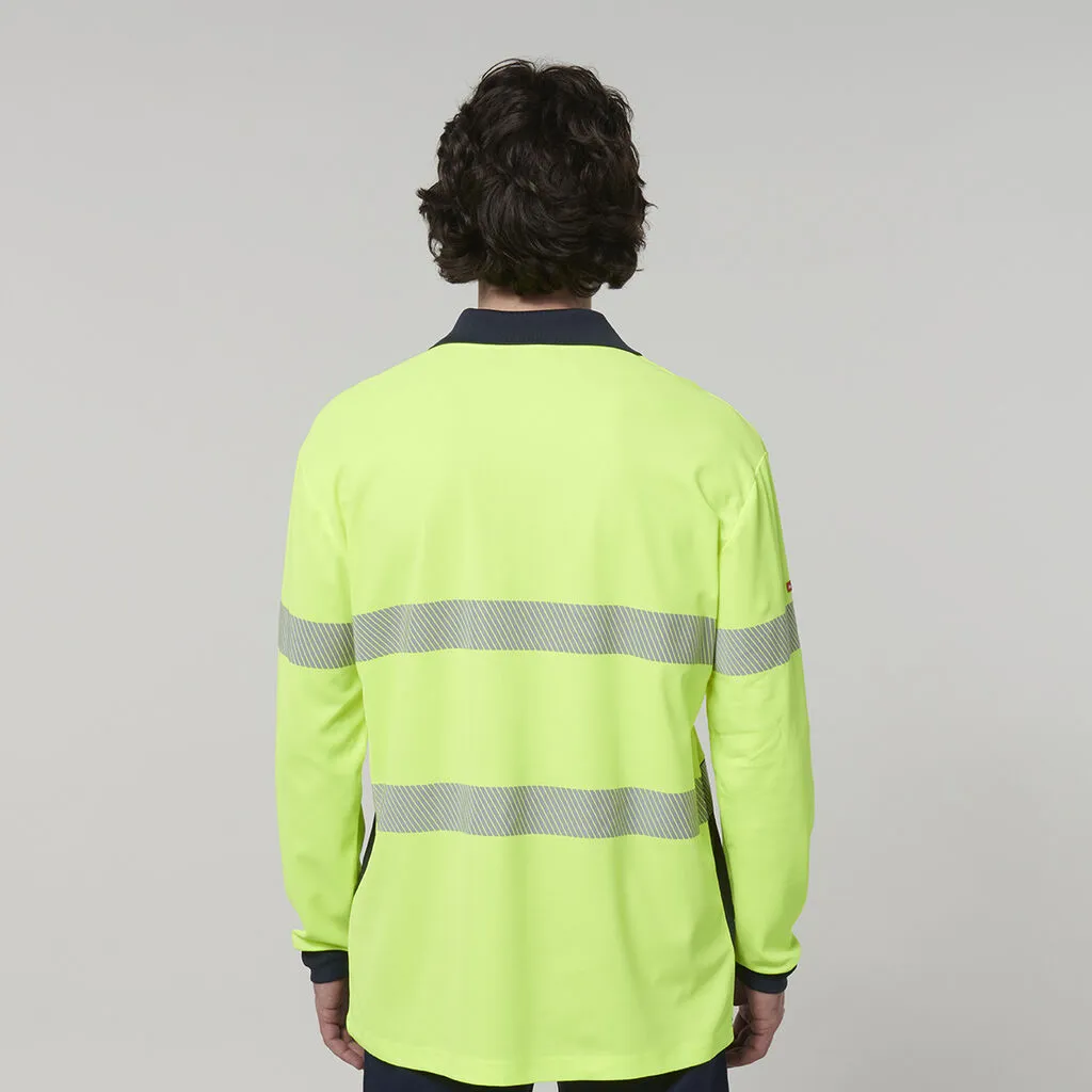 Hard Yakka Men's Long Sleeve Hi Vis Taped Polo (Y19619)