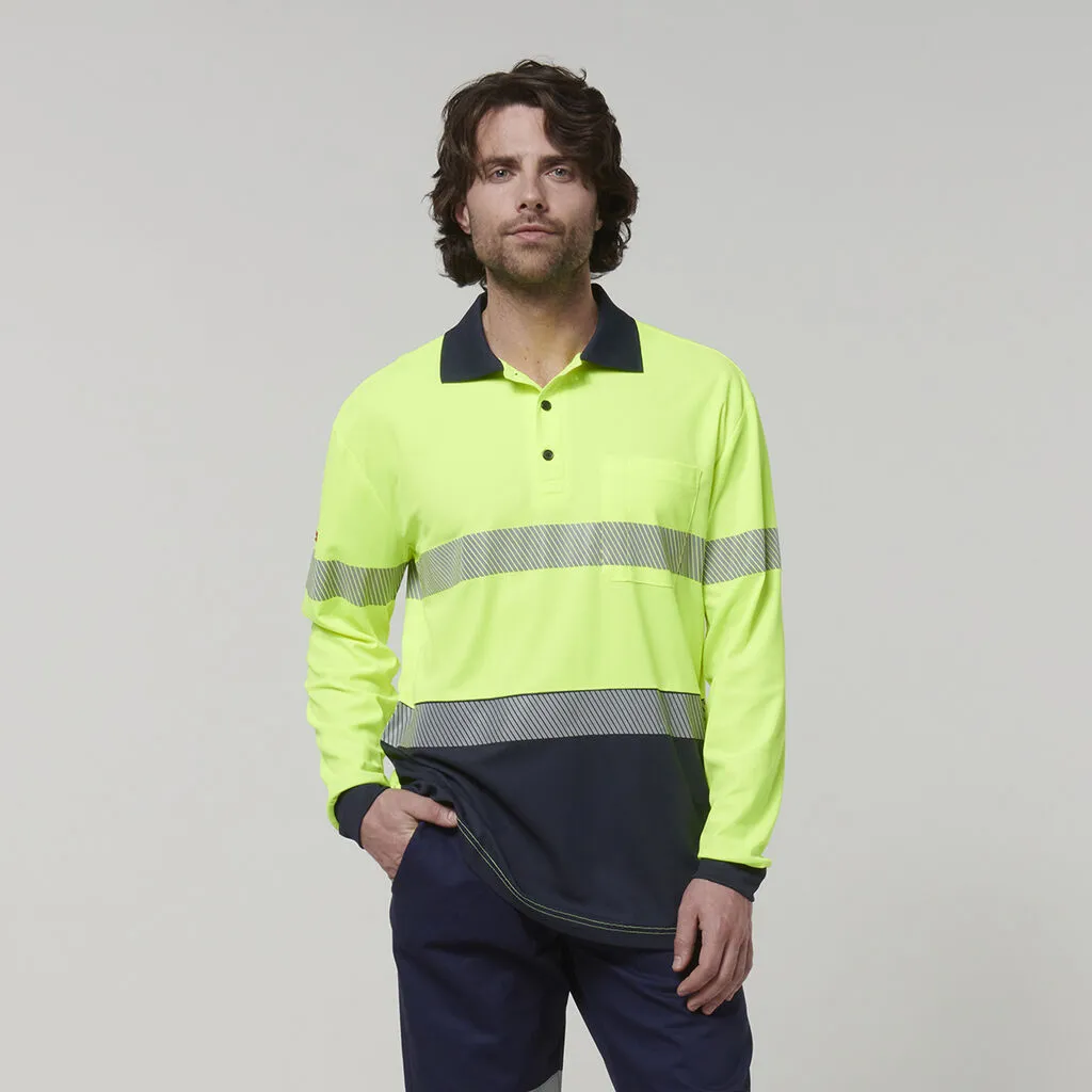 Hard Yakka Men's Long Sleeve Hi Vis Taped Polo (Y19619)