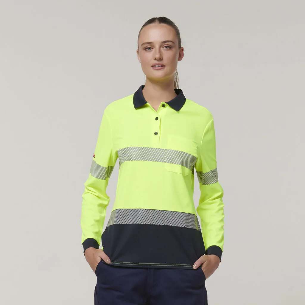 Hard Yakka Women's Long Sleeve Hi Vis Taped Polo (Y08604)