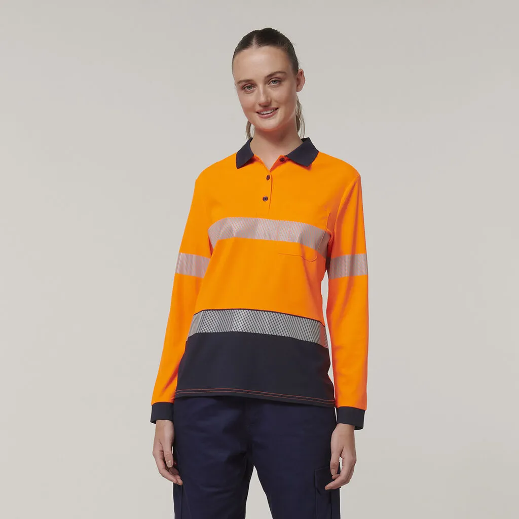 Hard Yakka Women's Long Sleeve Hi Vis Taped Polo (Y08604)