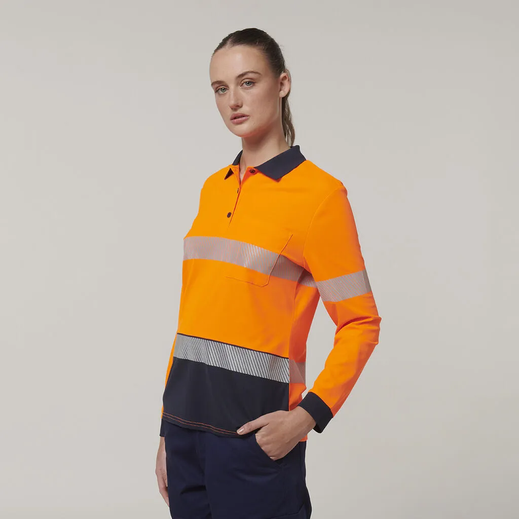 Hard Yakka Women's Long Sleeve Hi Vis Taped Polo (Y08604)